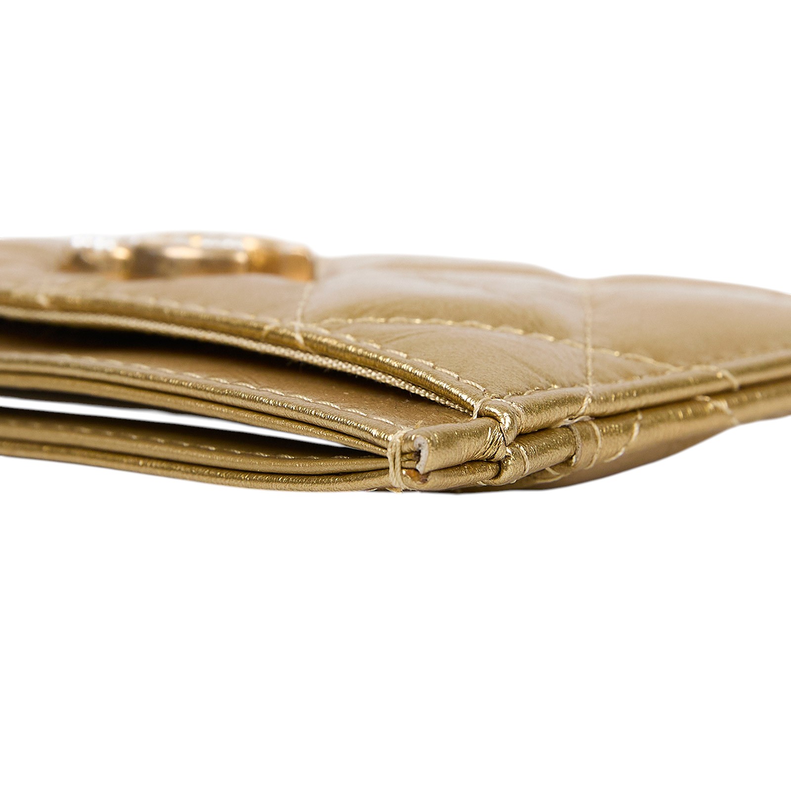 香奈兒 CHANEL CC LOGO 經典卡片夾 金色  金牛珍珠雙C卡夾套 原廠盒子/防塵袋/保證卡