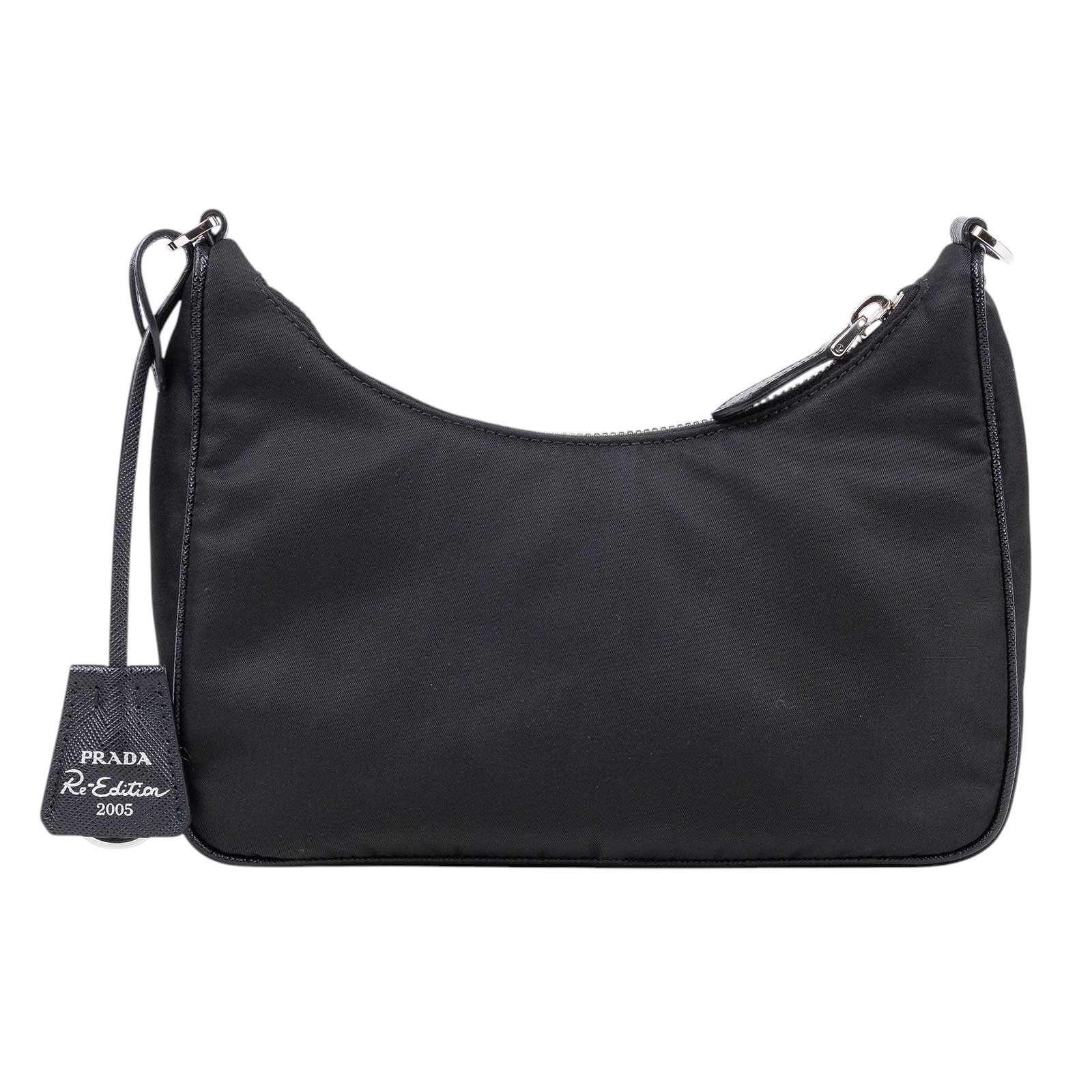 普拉達 PRADA Re-Edition 2005 Re-Nylon 手袋 1BH204_R064 黑銀三合一尼龍肩背包 背帶2/吊牌/內袋/收據