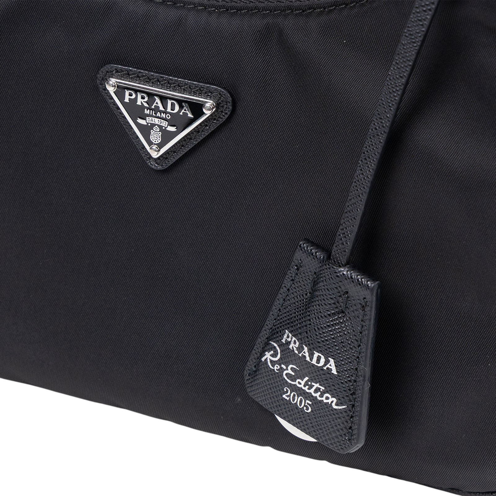普拉達 PRADA Re-Edition 2005 Re-Nylon 手袋 1BH204_R064 黑銀三合一尼龍肩背包 背帶2/吊牌/內袋/收據