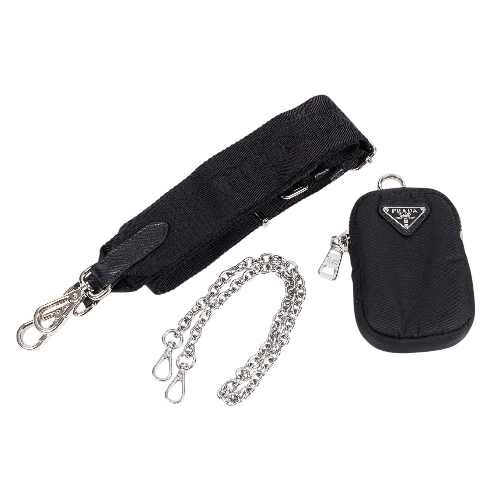 普拉達 PRADA Re-Edition 2005 Re-Nylon 手袋 1BH204_R064 黑銀三合一尼龍肩背包 背帶2/吊牌/內袋/收據