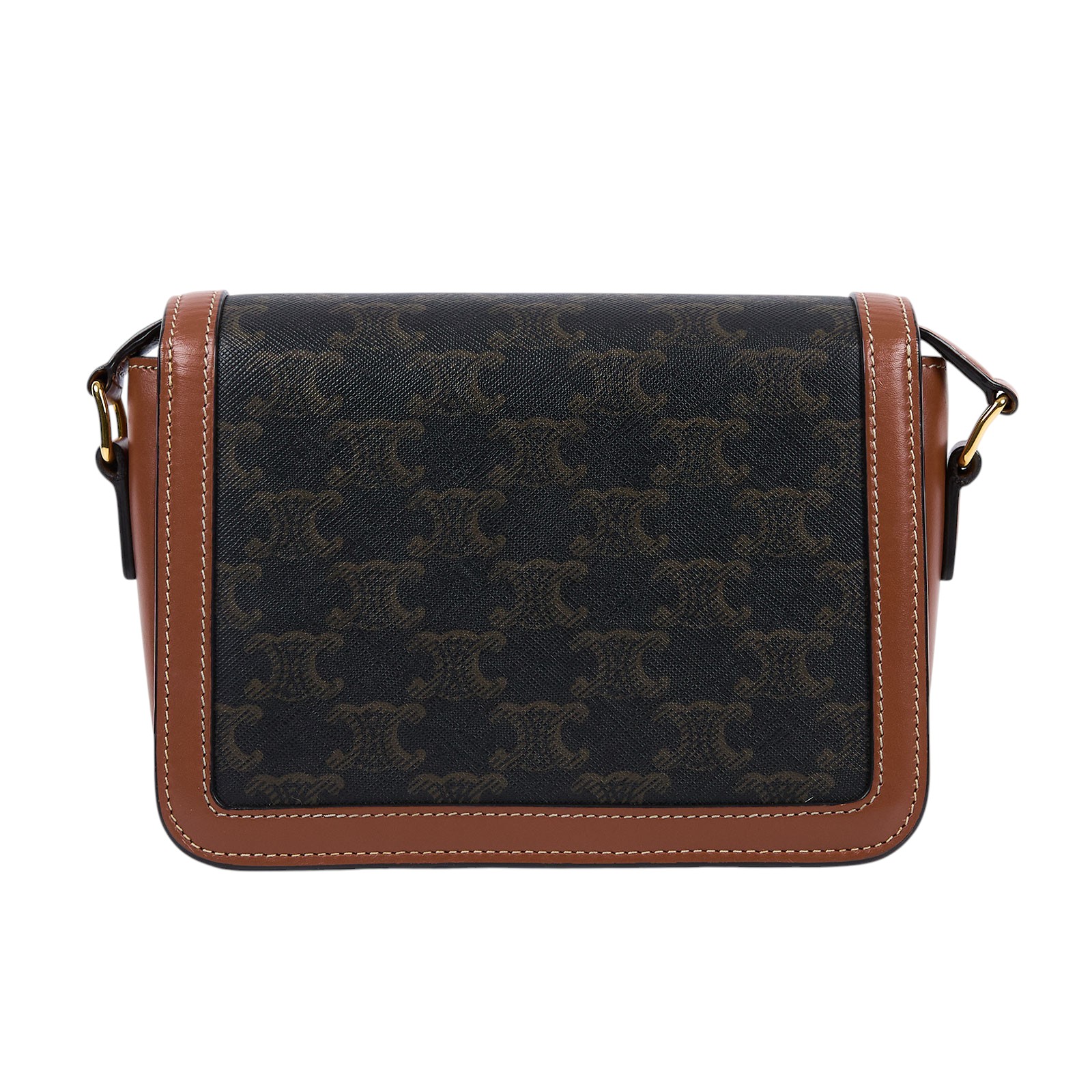 思琳 CELINE 標誌印花 牛皮革 Teen Triomphe 凱旋門 肩背包 188882BZ4 棕帆布凱旋門 TEEN 原廠盒子/防塵袋/發票