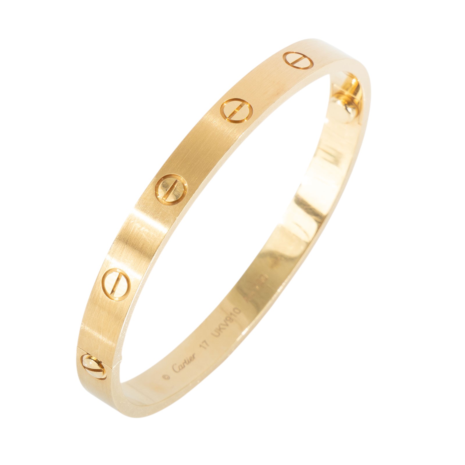 卡地亞 CARTIER LOVE手環 經典款 霧面處理 B6077017 YG LOVE霧面手環#17 原廠盒子2/保證卡/購買證明影本