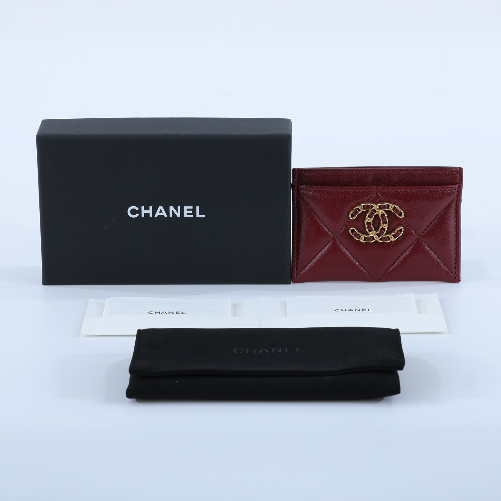 香奈兒 CHANEL 19 菱格紋 錢包 卡夾 AP1167 晶片款 酒紅羊金釦19卡夾 原廠盒子/防塵袋