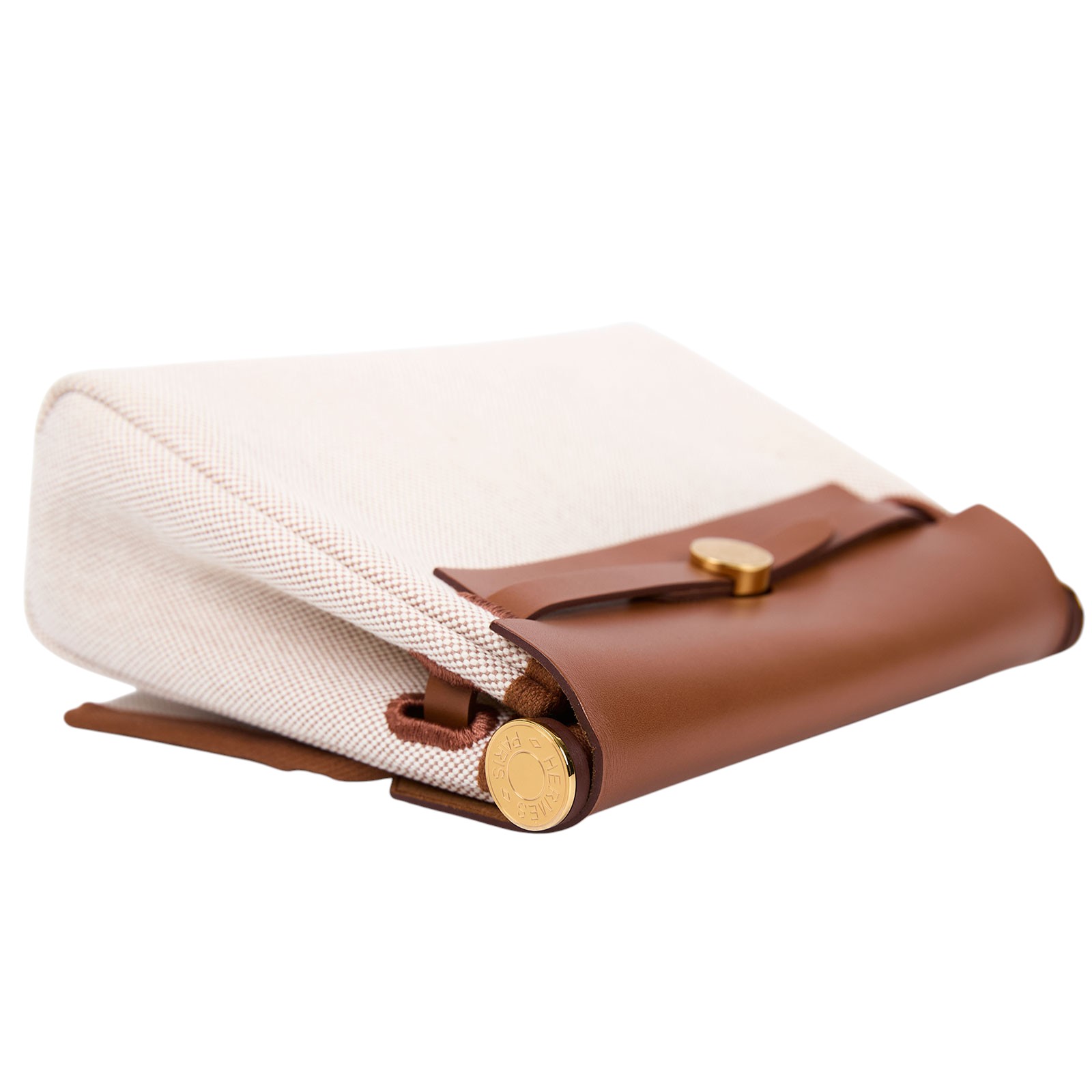 愛馬仕 Hermes Herbag Zip 20 HER20 W刻 金棕拼米白帆布HERBAG20 原廠盒子/防塵袋/背帶