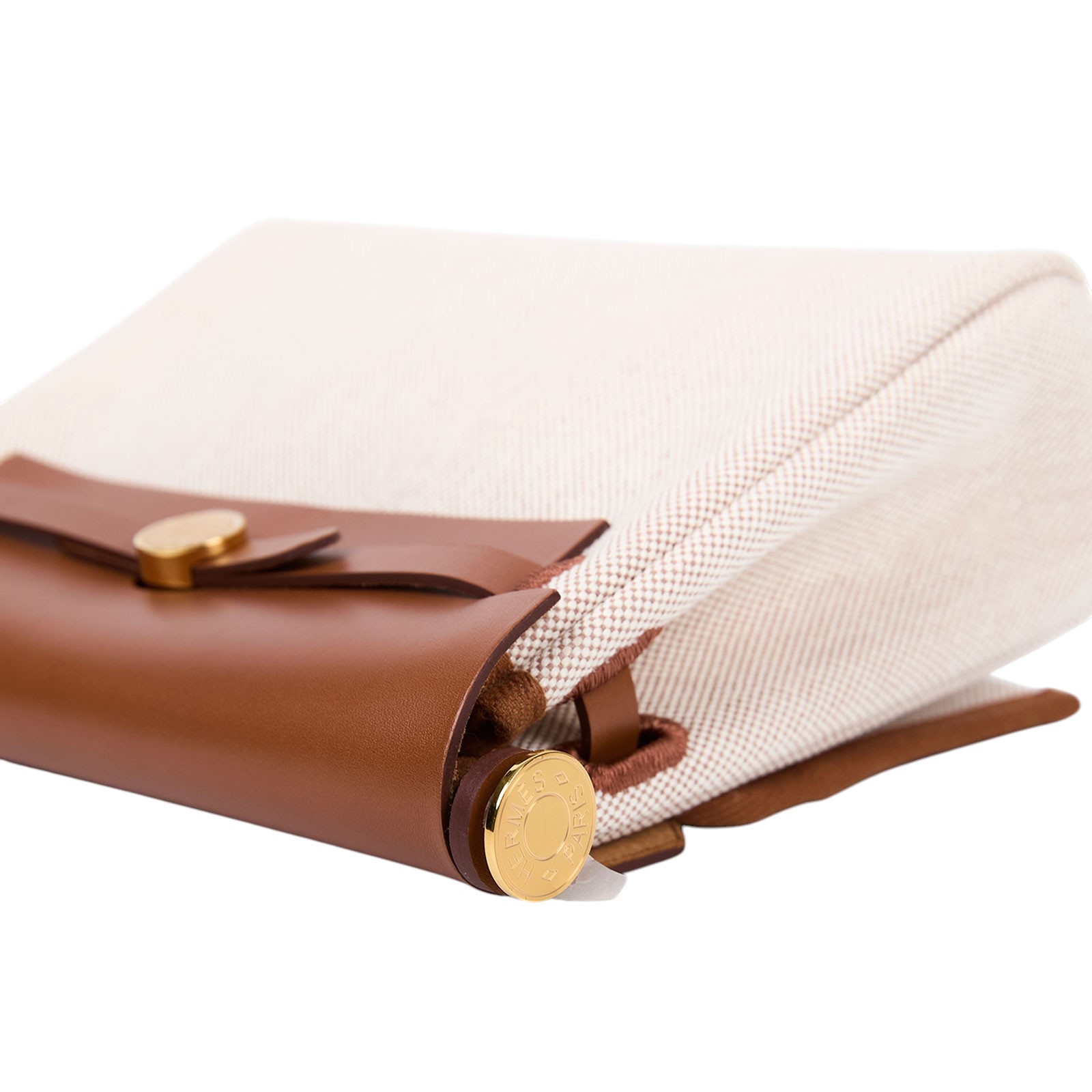 愛馬仕 Hermes Herbag Zip 20 HER20 W刻 金棕拼米白帆布HERBAG20 原廠盒子/防塵袋/背帶