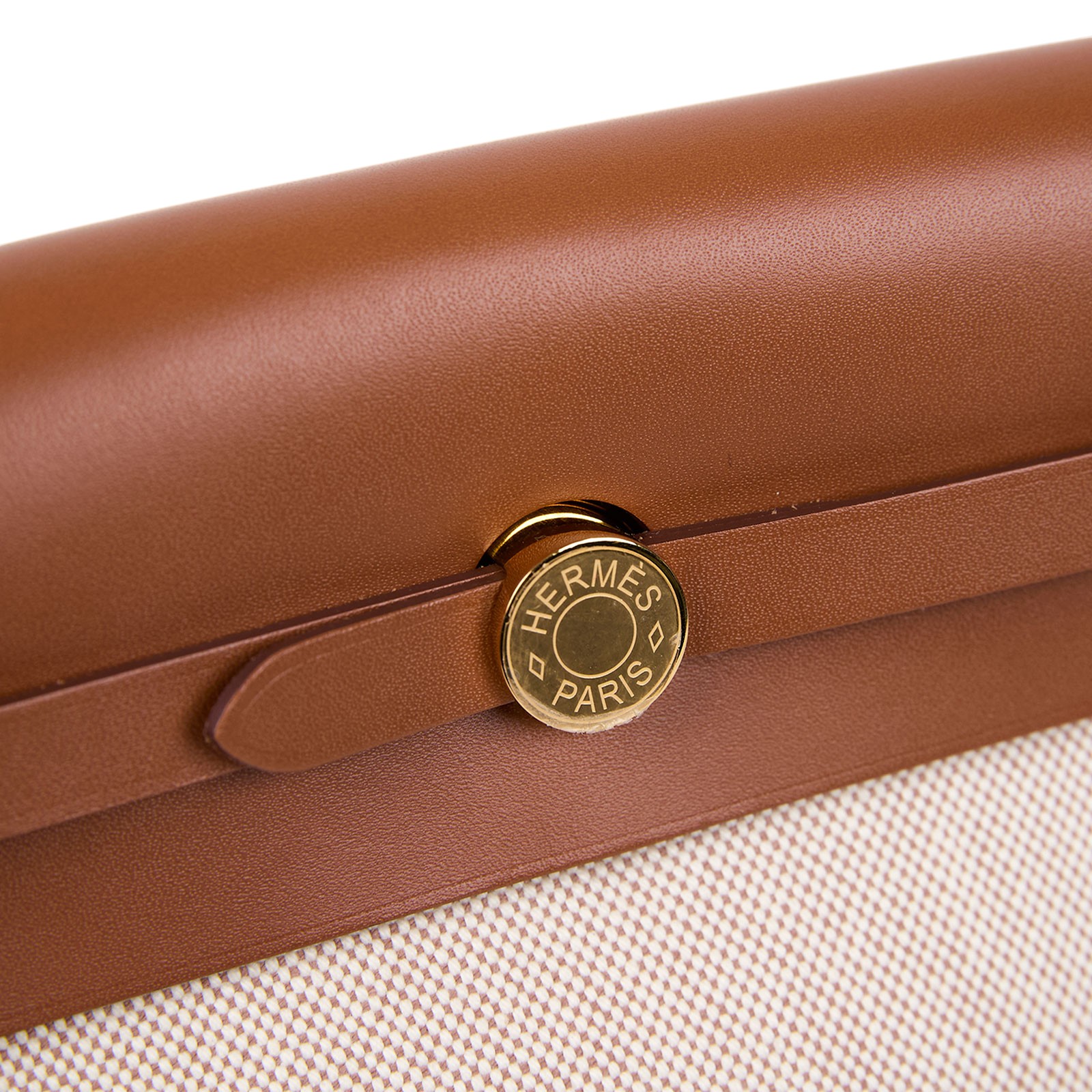 愛馬仕 Hermes Herbag Zip 20 HER20 W刻 金棕拼米白帆布HERBAG20 原廠盒子/防塵袋/背帶