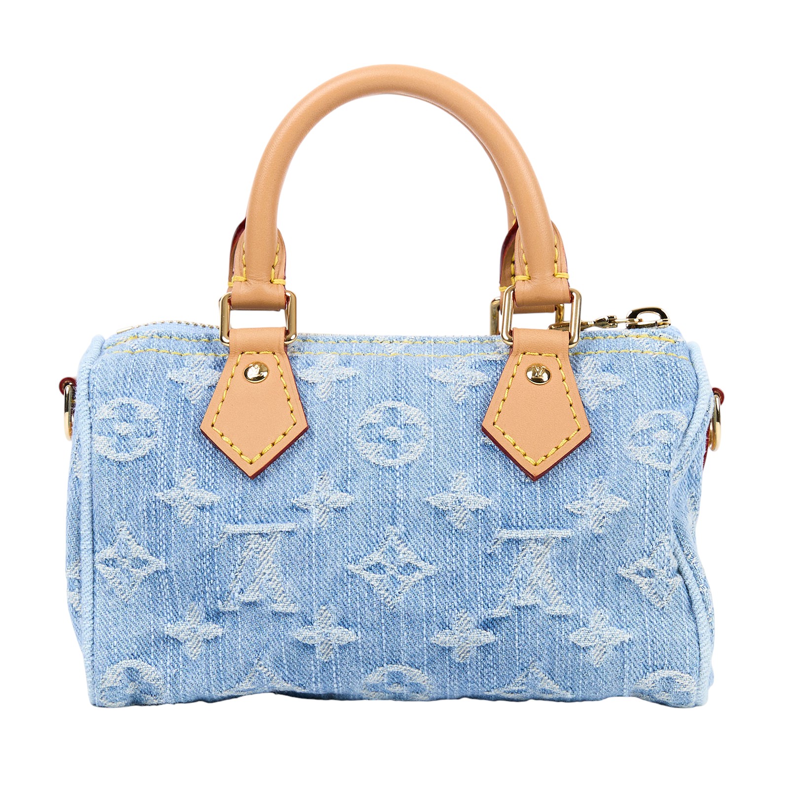 路易威登 LOUIS VUITTON Nano Speedy 手提 肩背包 丹寧 M11212 晶片款 淺藍丹寧 NANO SPEEDY 原廠盒子/防塵袋