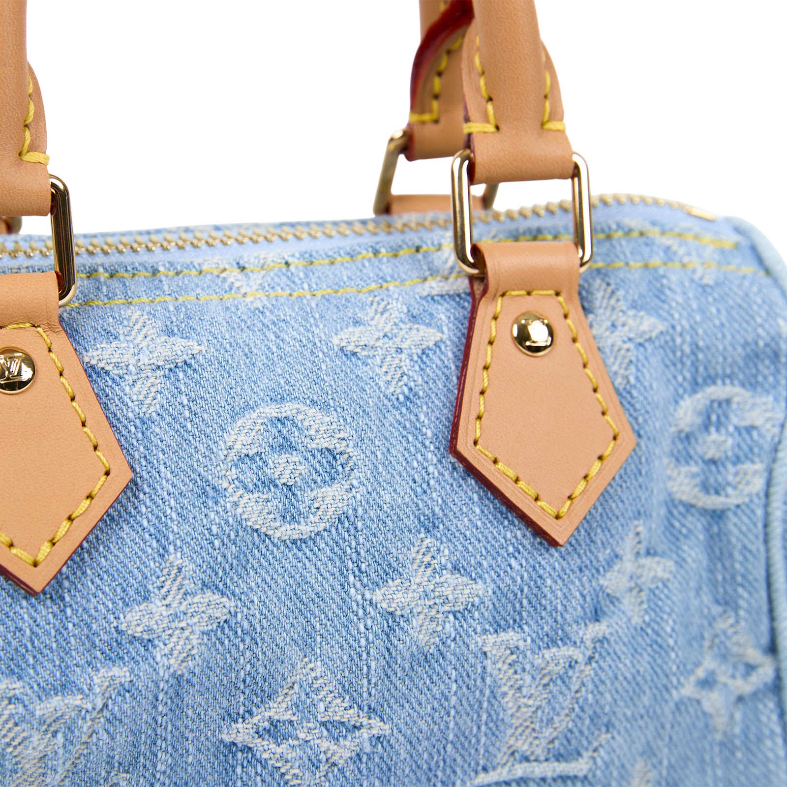 路易威登 LOUIS VUITTON Nano Speedy 手提 肩背包 丹寧 M11212 晶片款 淺藍丹寧 NANO SPEEDY 原廠盒子/防塵袋