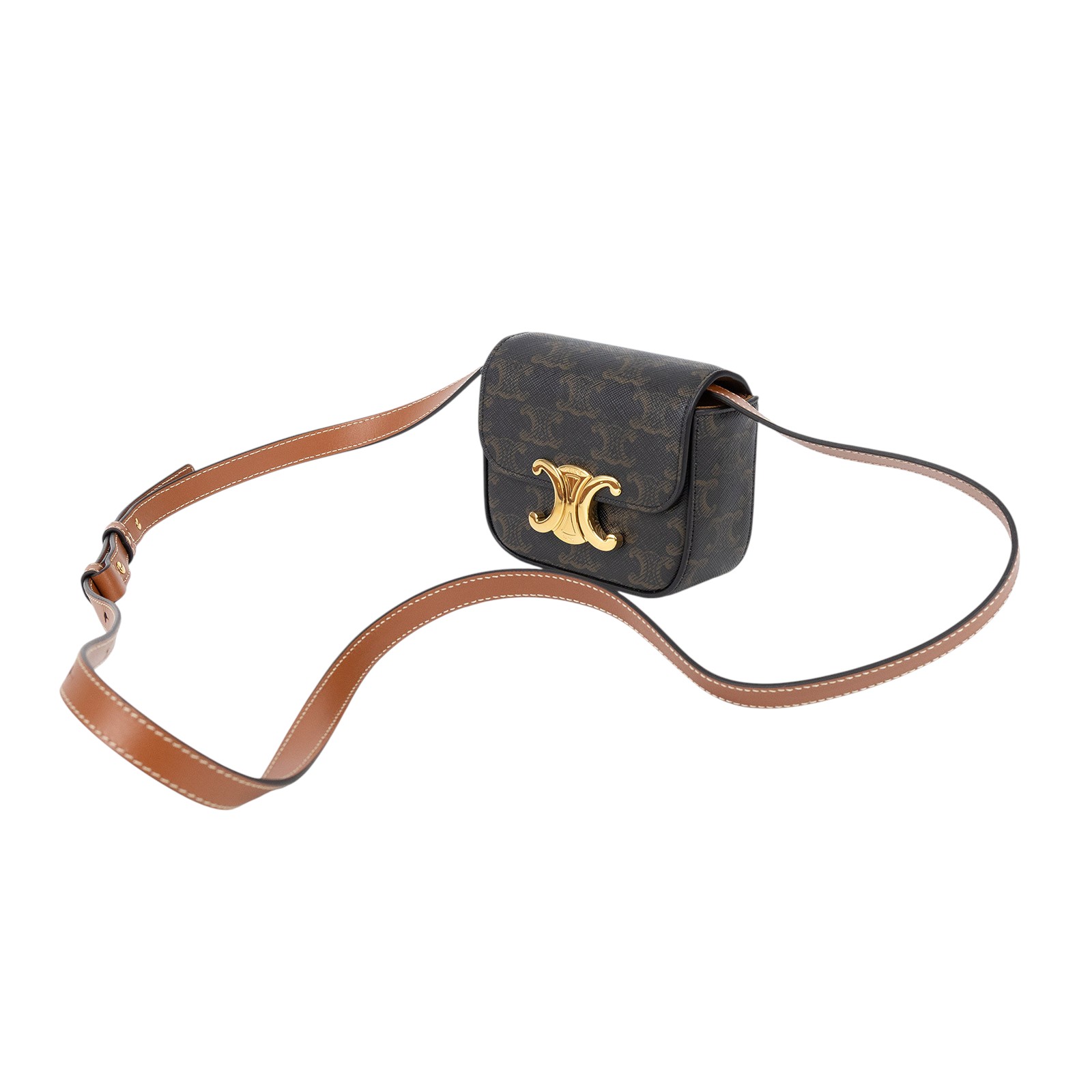思琳 CELINE Claude 牛皮革 迷你 手袋 10I512DQB 凱旋TRIOMPHE MINI 原廠盒子/防塵袋/購買證明