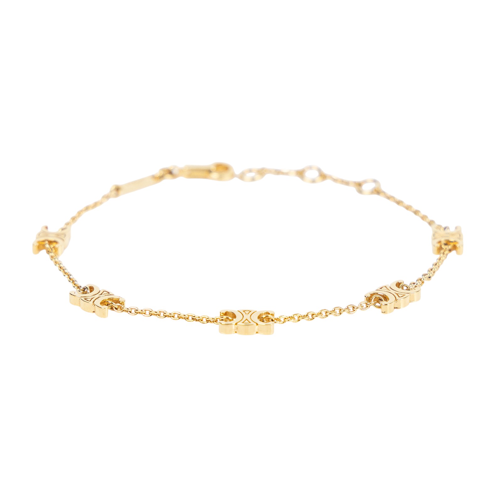 思琳 CELINE Triomphe 金色飾面 黃銅 迷你手鐲 460MT6BRA 金凱旋手鍊 原廠盒子/防塵袋/購買證明