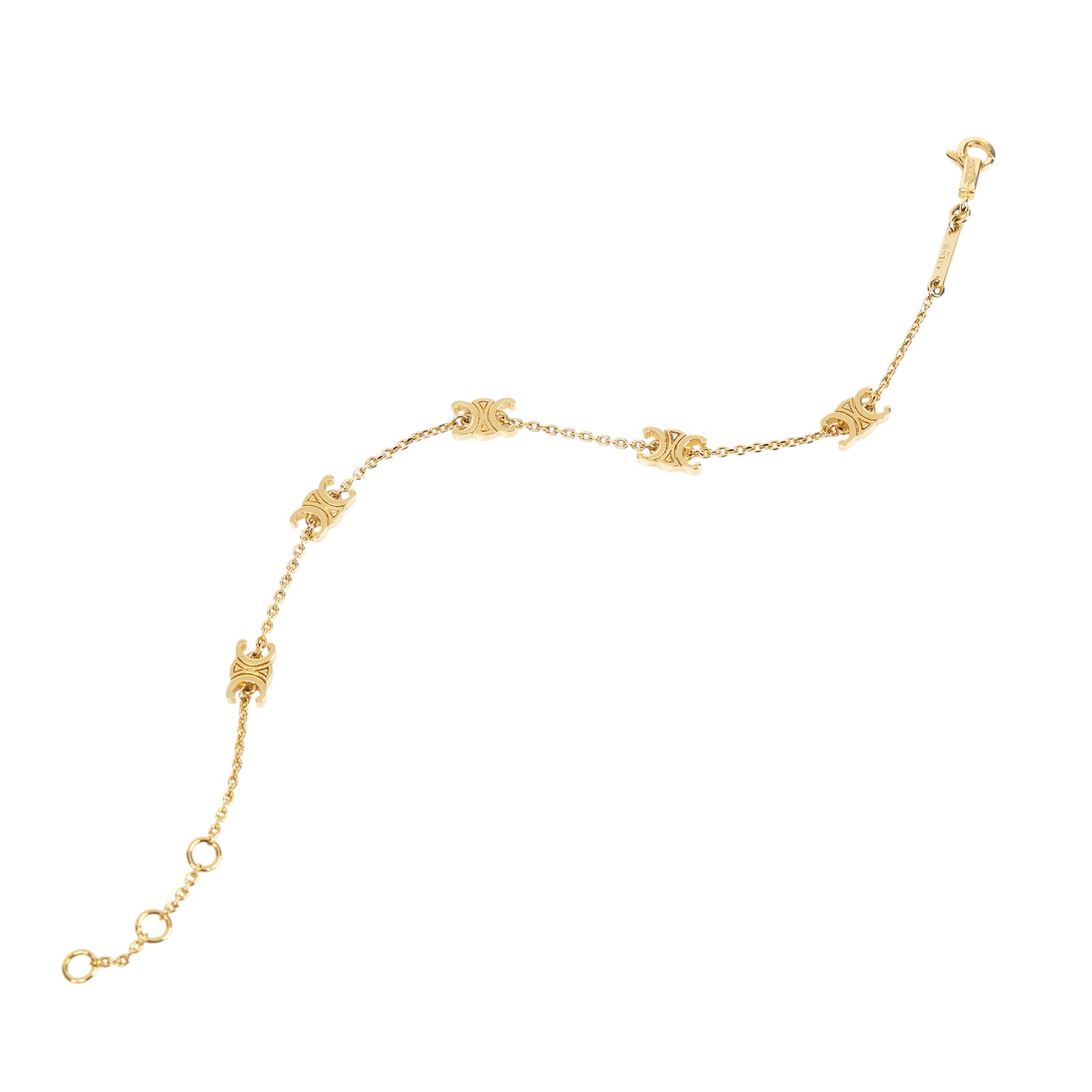 思琳 CELINE Triomphe 金色飾面 黃銅 迷你手鐲 460MT6BRA 金凱旋手鍊 原廠盒子/防塵袋/購買證明