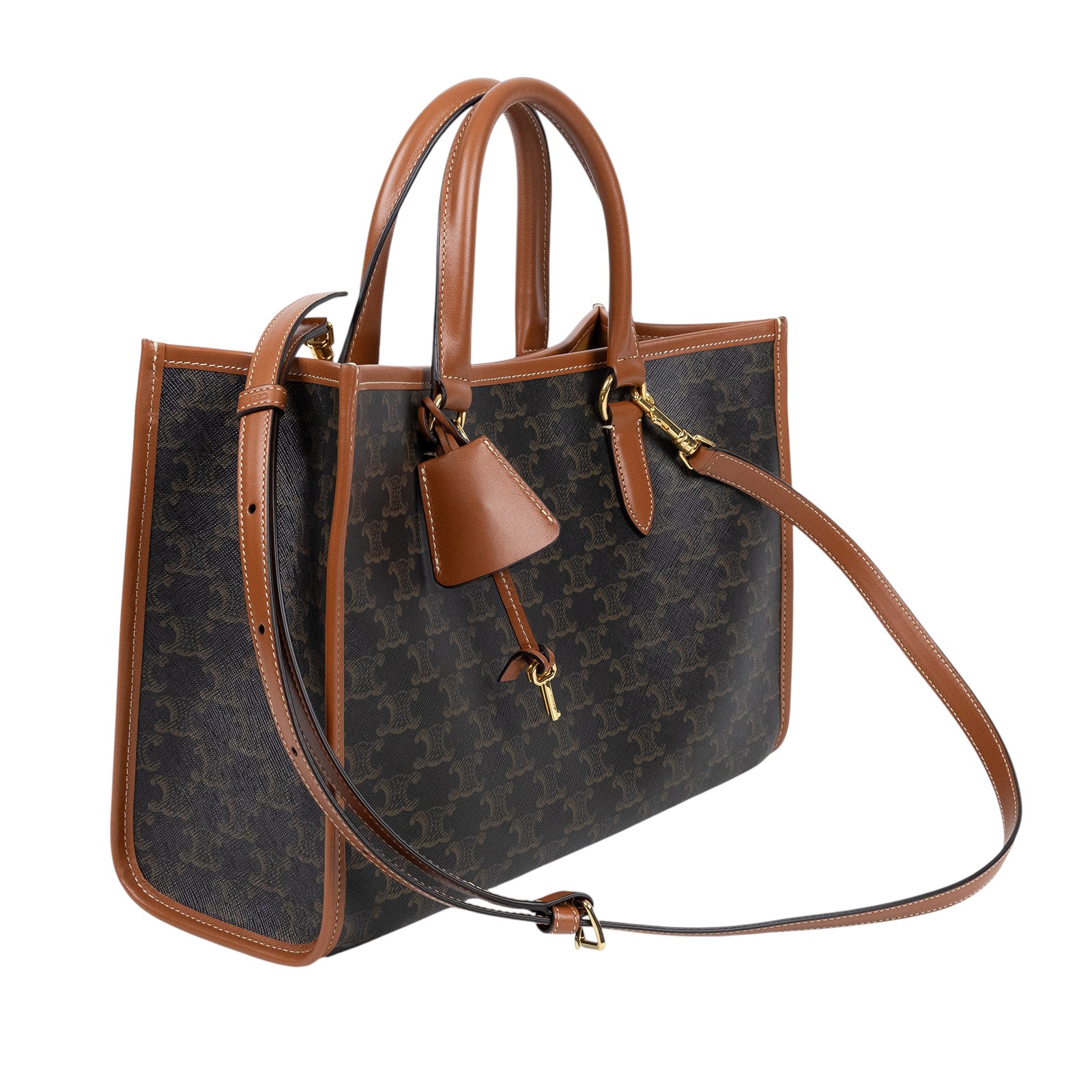 思琳 CELINE Cabas 手袋 197912BZJ 棕原花Horizo​​ntal Cabas托特 防塵袋/背帶/鎖組