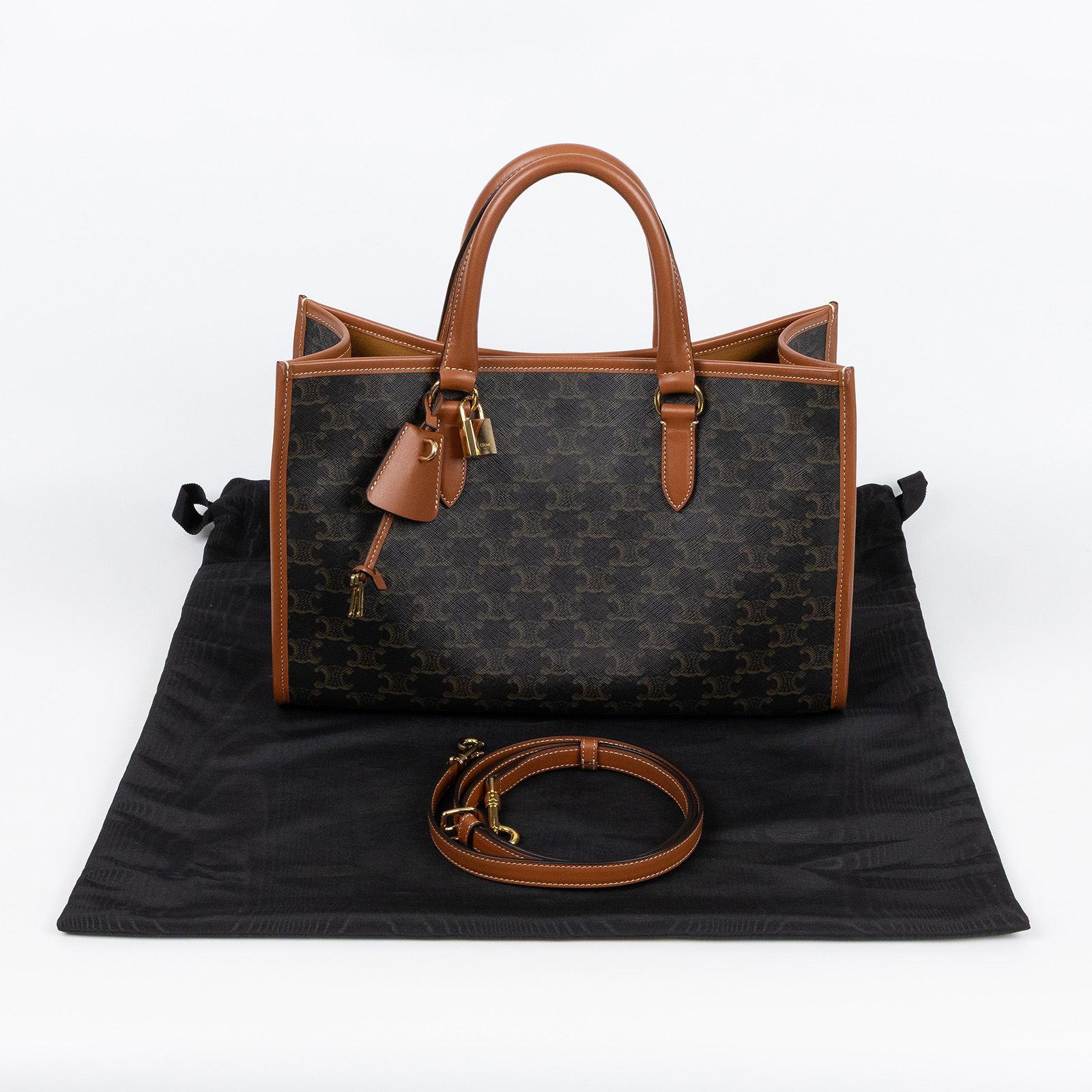 思琳 CELINE Cabas 手袋 197912BZJ 棕原花Horizo​​ntal Cabas托特 防塵袋/背帶/鎖組