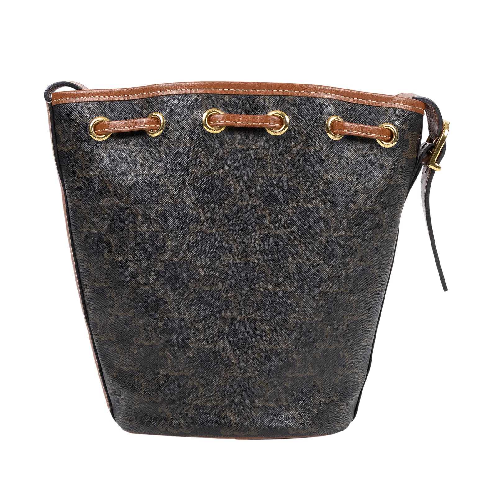 思琳 CELINE Triomphe帆布 小型 索繩 斜背 肩背 水桶包 191142BZJ 原花凱旋水桶包 購買證明