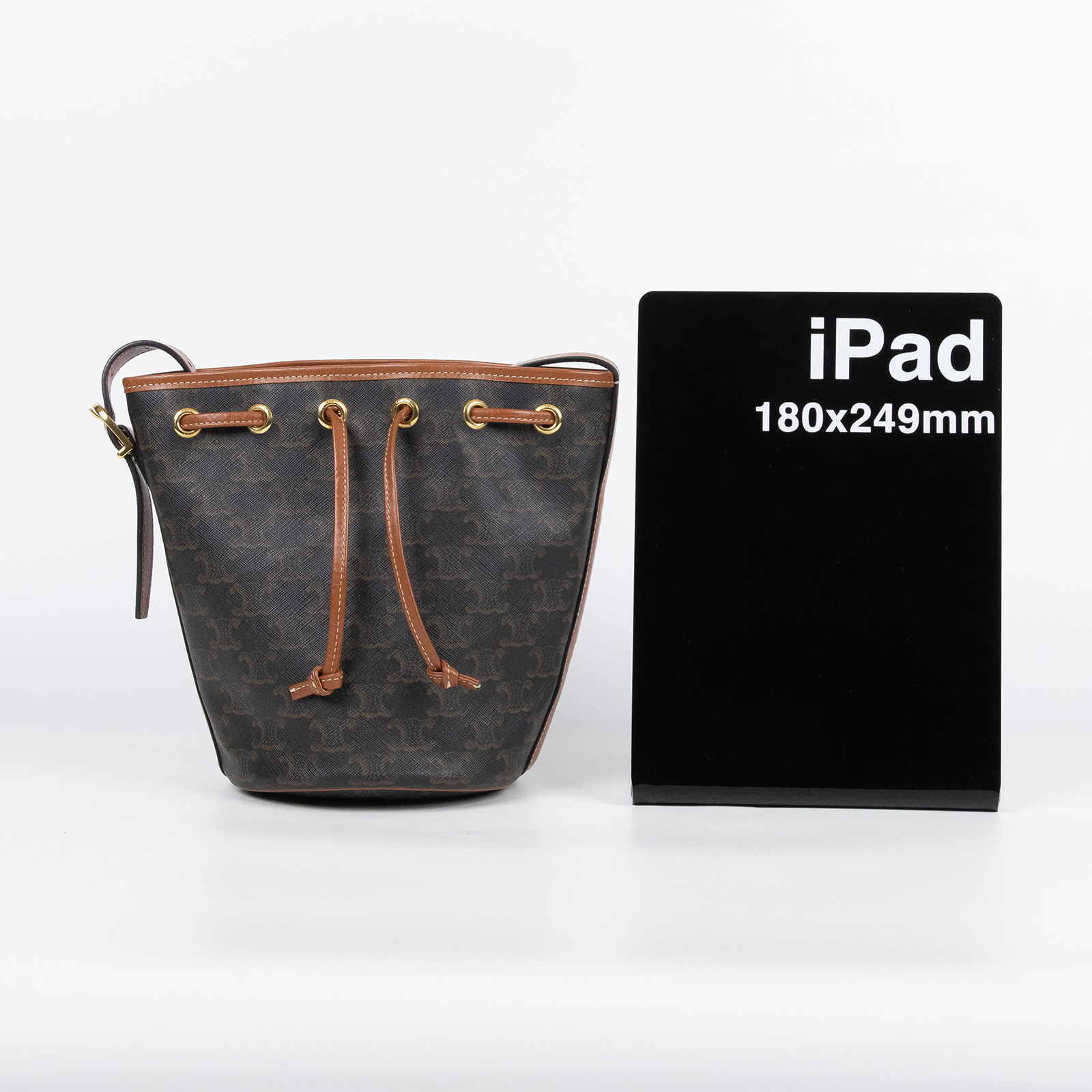 思琳 CELINE Triomphe帆布 小型 索繩 斜背 肩背 水桶包 191142BZJ 原花凱旋水桶包 購買證明