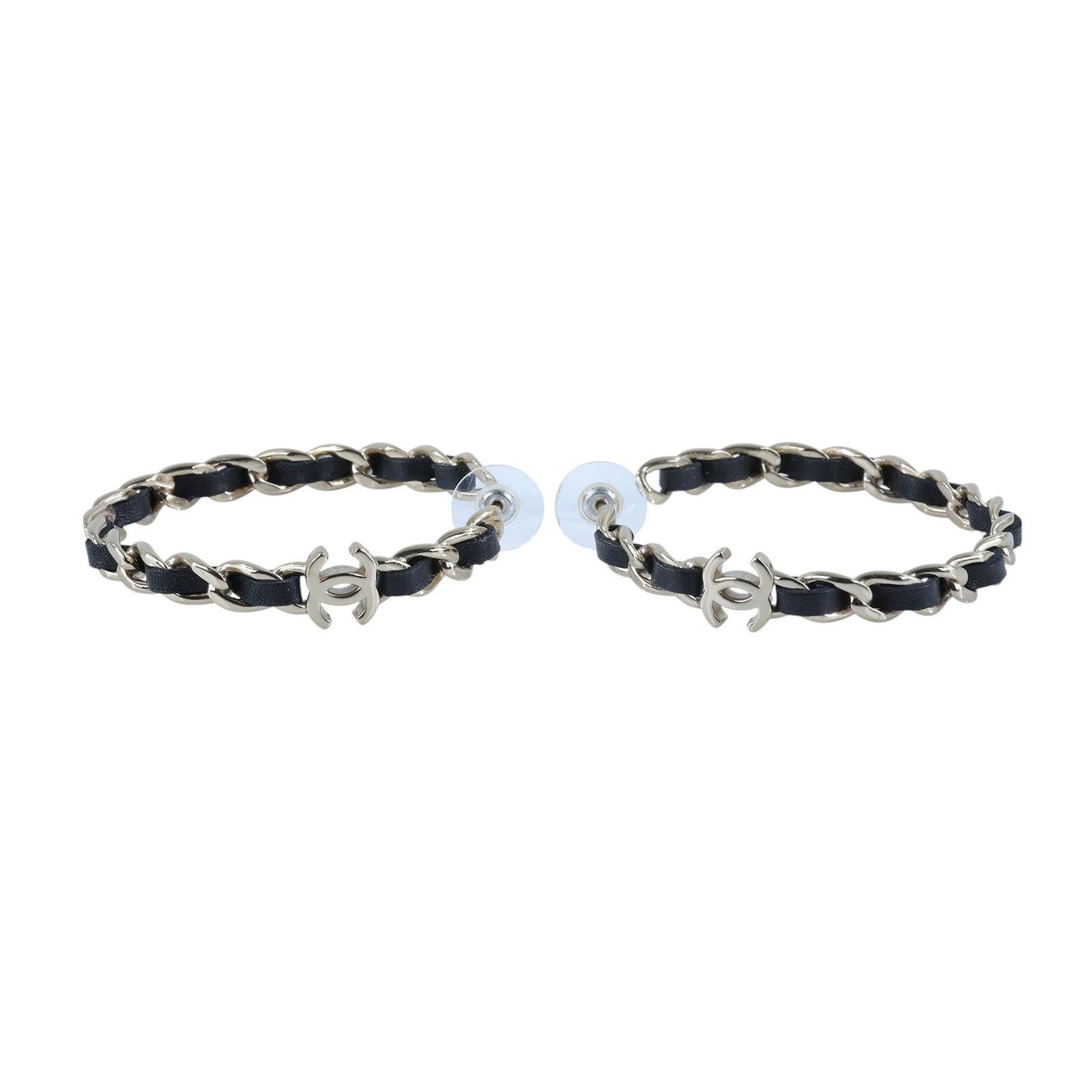 香奈兒 CHANEL 雙C 皮穿練 大圈 耳環 B20V 皮穿繩大圈耳環 無附屬品
