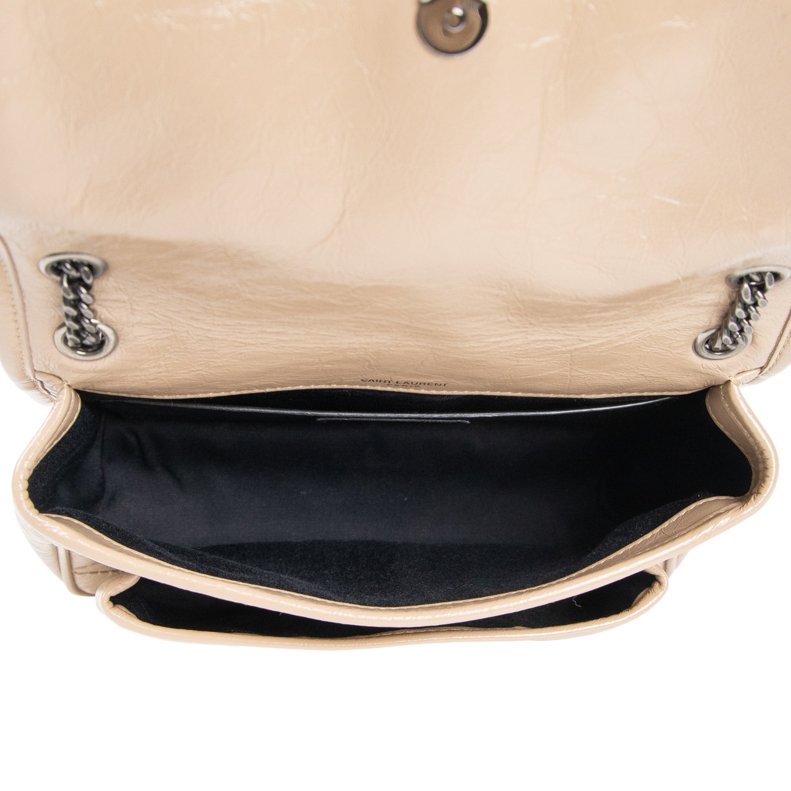 聖羅蘭 YSL SAINT LAURENT Niki 復古小牛皮 Baby 斜背 翻蓋包 5330370EN04 奶茶NIKI BABY肩背包 防塵袋