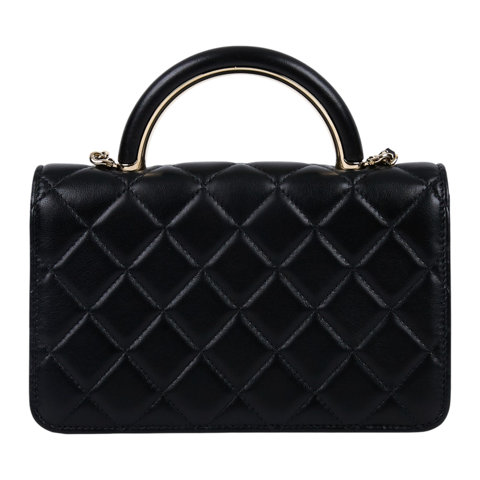 香奈兒 CHANEL WOC with Handle 皮穿鏈 錢包 AP2844 晶片款 黑金羊HANDLE WOC 原廠盒子/防塵袋