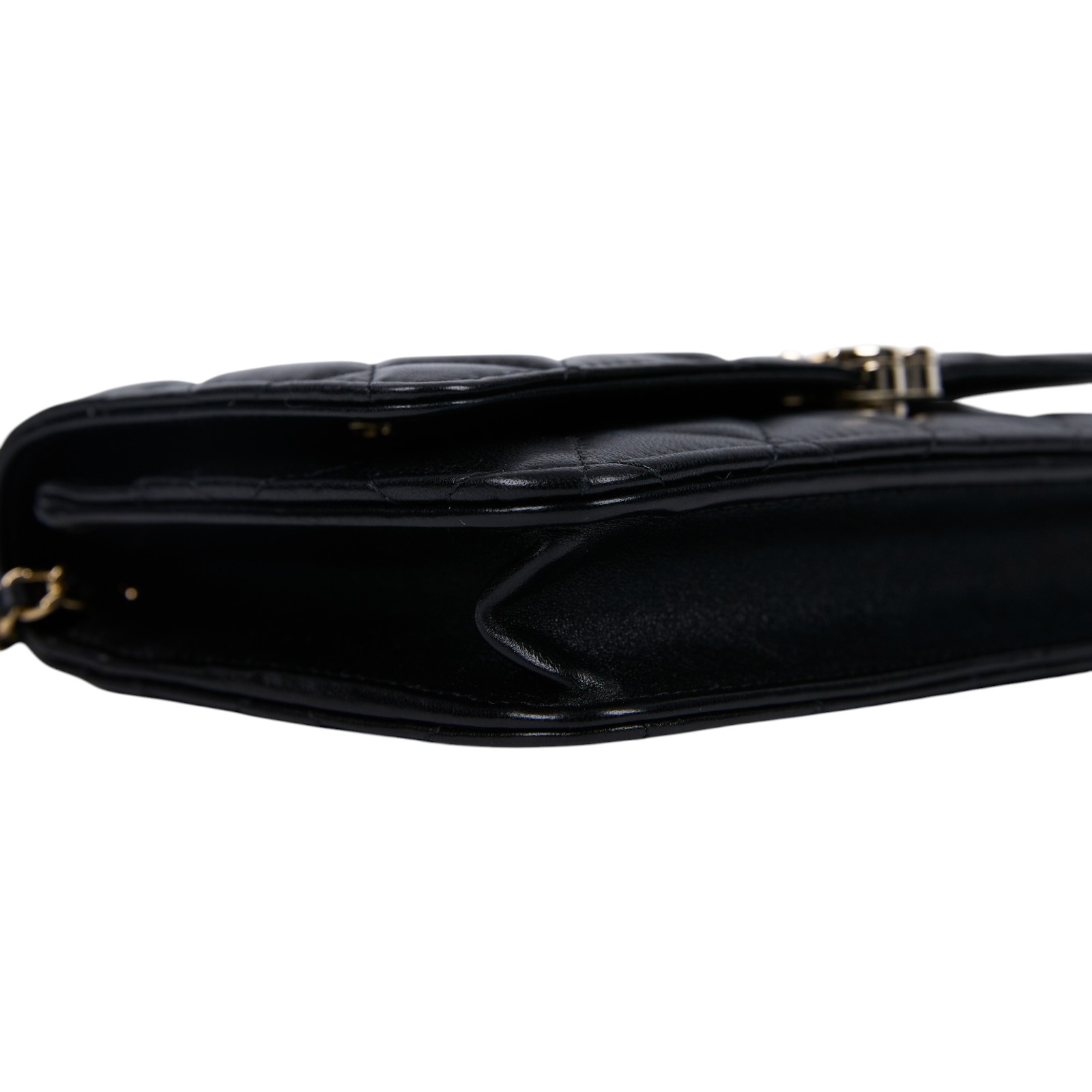 香奈兒 CHANEL WOC with Handle 皮穿鏈 錢包 AP2844 晶片款 黑金羊HANDLE WOC 原廠盒子/防塵袋