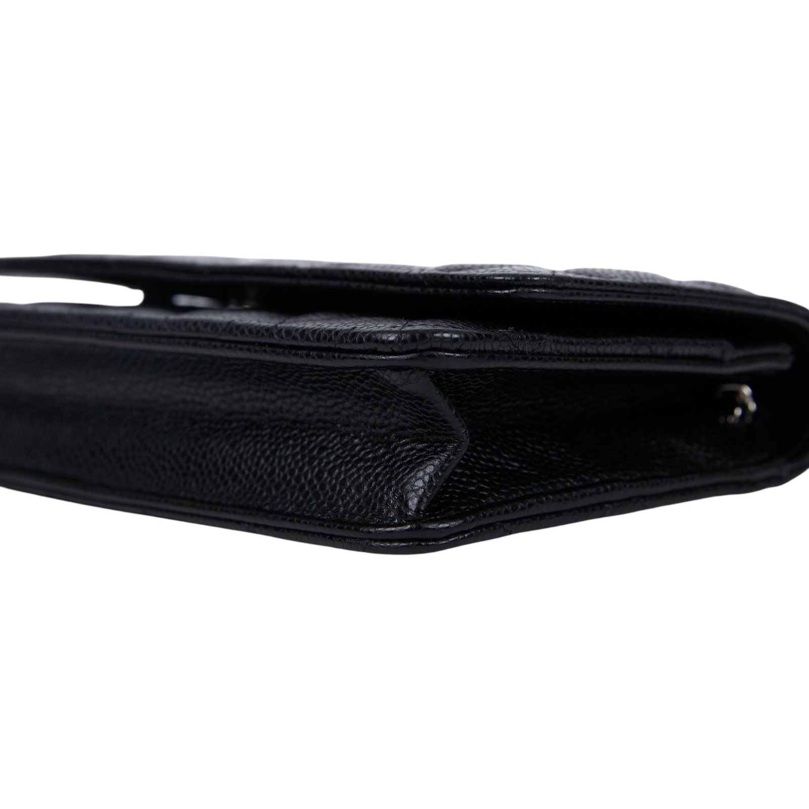 香奈兒 CHANEL 經典鏈子皮夾 菱格紋 CC LOGO AP0250 Y01588 晶片款 黑銀荔枝WOC 原廠盒子/防塵袋/購買證明