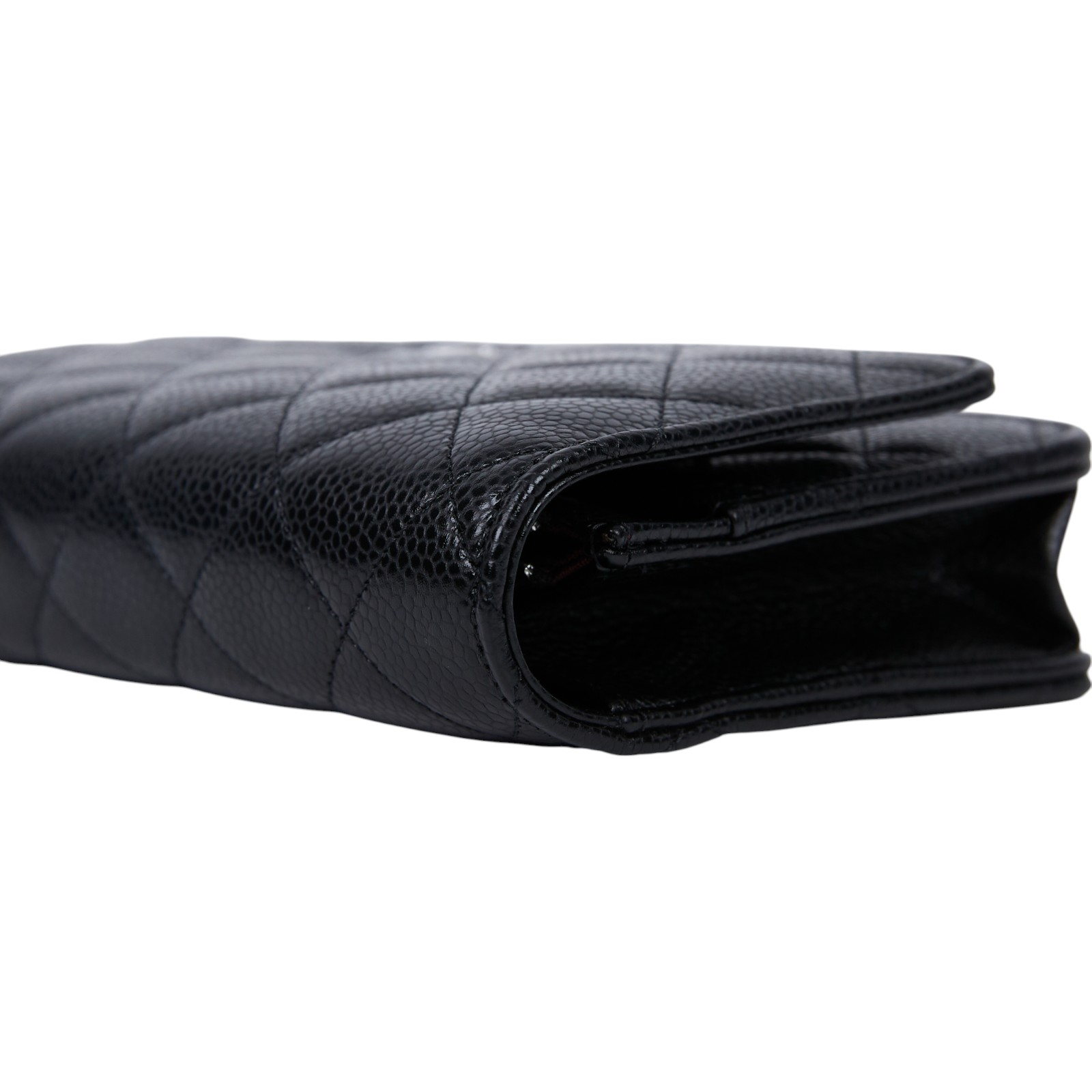 香奈兒 CHANEL 經典鏈子皮夾 菱格紋 CC LOGO AP0250 Y01588 晶片款 黑銀荔枝WOC 原廠盒子/防塵袋/購買證明