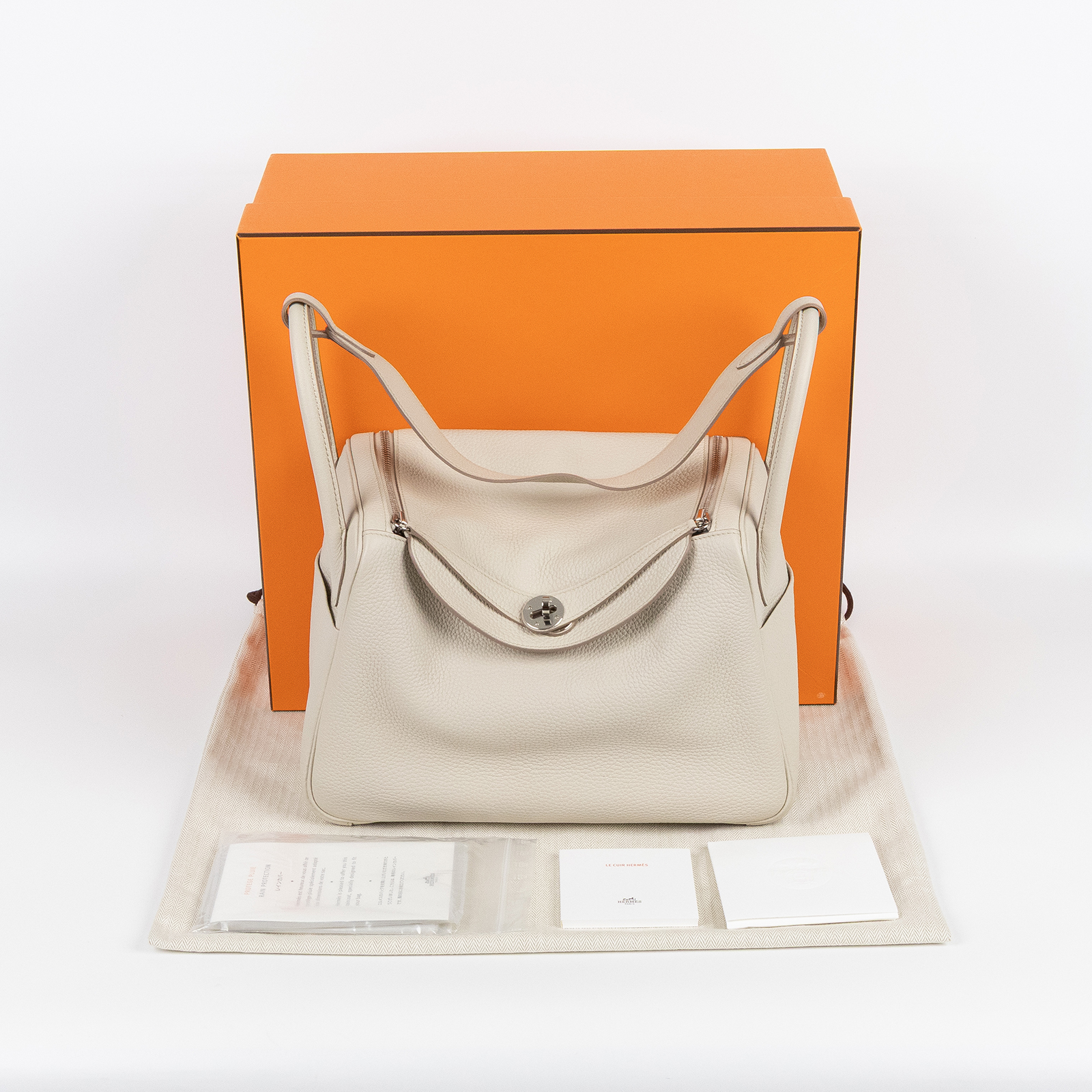 愛馬仕 Hermes Lindy 琳迪包 30 LD30 CMA 002 AM C刻 奶昔白 LINDY 30 原廠盒子/防塵袋/雨衣
