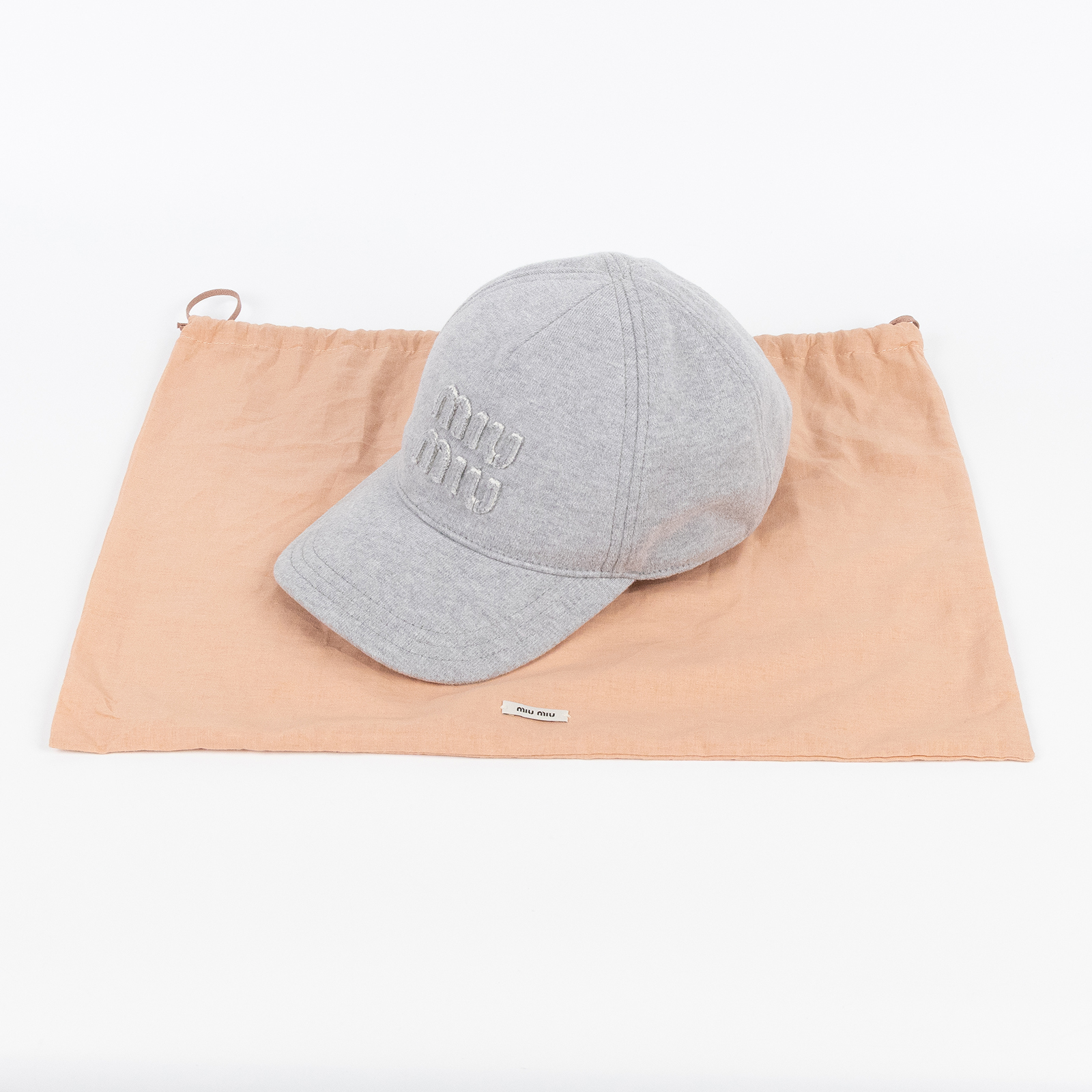 繆繆 MIU MIU Logo 棒球帽 5HC179_2C30_M 灰色棉質棒球帽 #M 防塵袋