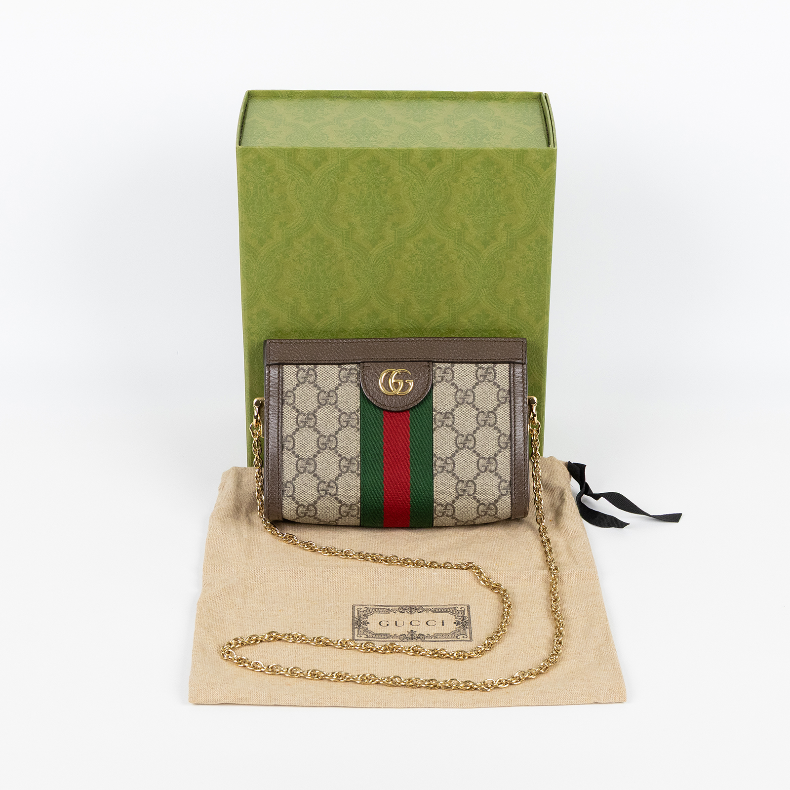 古馳 GUCCI Ophidia 迷你 肩背包 斜背包 602676 K05NB 原花OPHIDIA帆布鍊包 原廠盒子/防塵袋