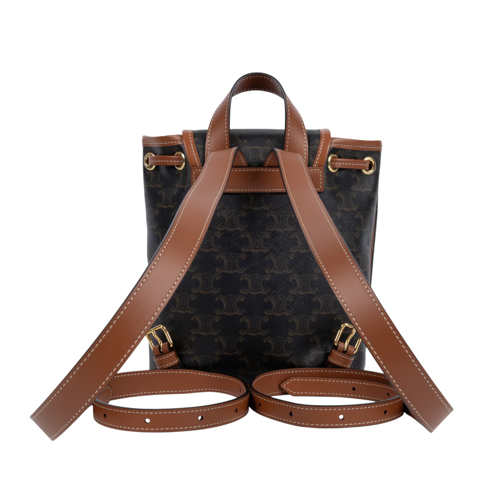 思琳 CELINE Triomphe帆布 小牛皮 迷你 Folco 後背包 197662CAS 原花TRIOMPHE FOLCO後背包 原廠盒子/防塵袋