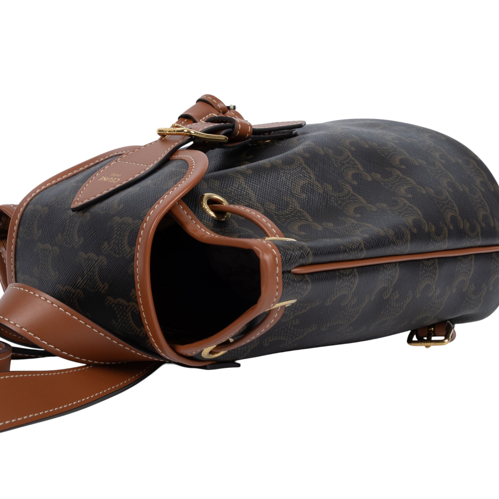 思琳 CELINE Triomphe帆布 小牛皮 迷你 Folco 後背包 197662CAS 原花TRIOMPHE FOLCO後背包 原廠盒子/防塵袋