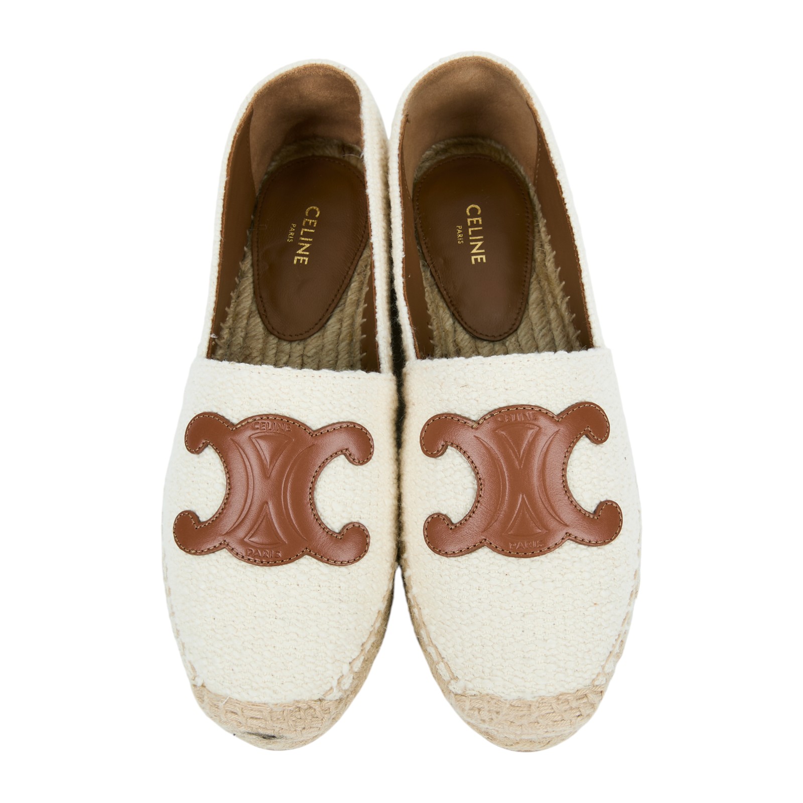 思琳 CELINE Les Espadrilles 漁夫鞋 354432278C_38 米白凱旋門草編鞋#38 原廠盒子/防塵袋