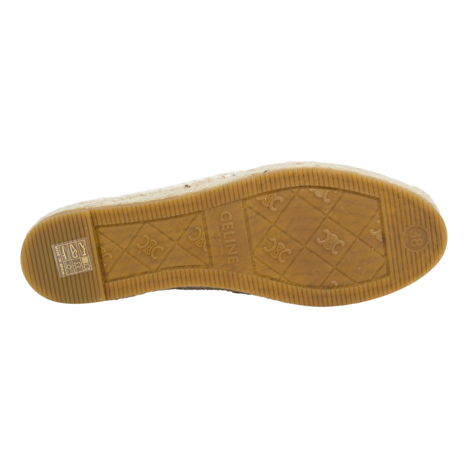 思琳 CELINE Les Espadrilles 漁夫鞋 354432278C_38 米白凱旋門草編鞋#38 原廠盒子/防塵袋