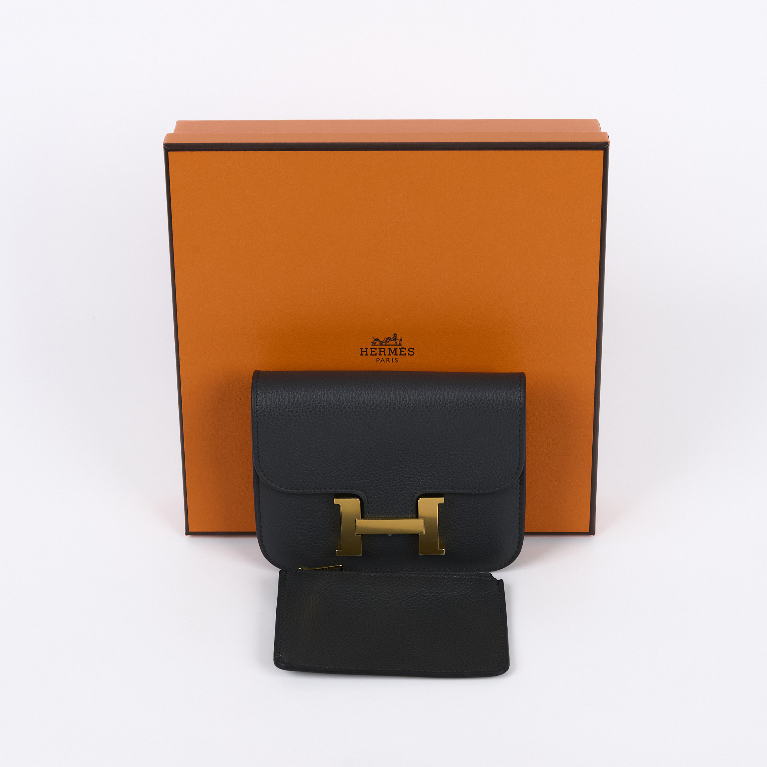 愛馬仕 Hermes Constance Bag 康康包 短夾 Slim  CNSLIM W刻 灰藍CONSTANCE SLIM 原廠盒子