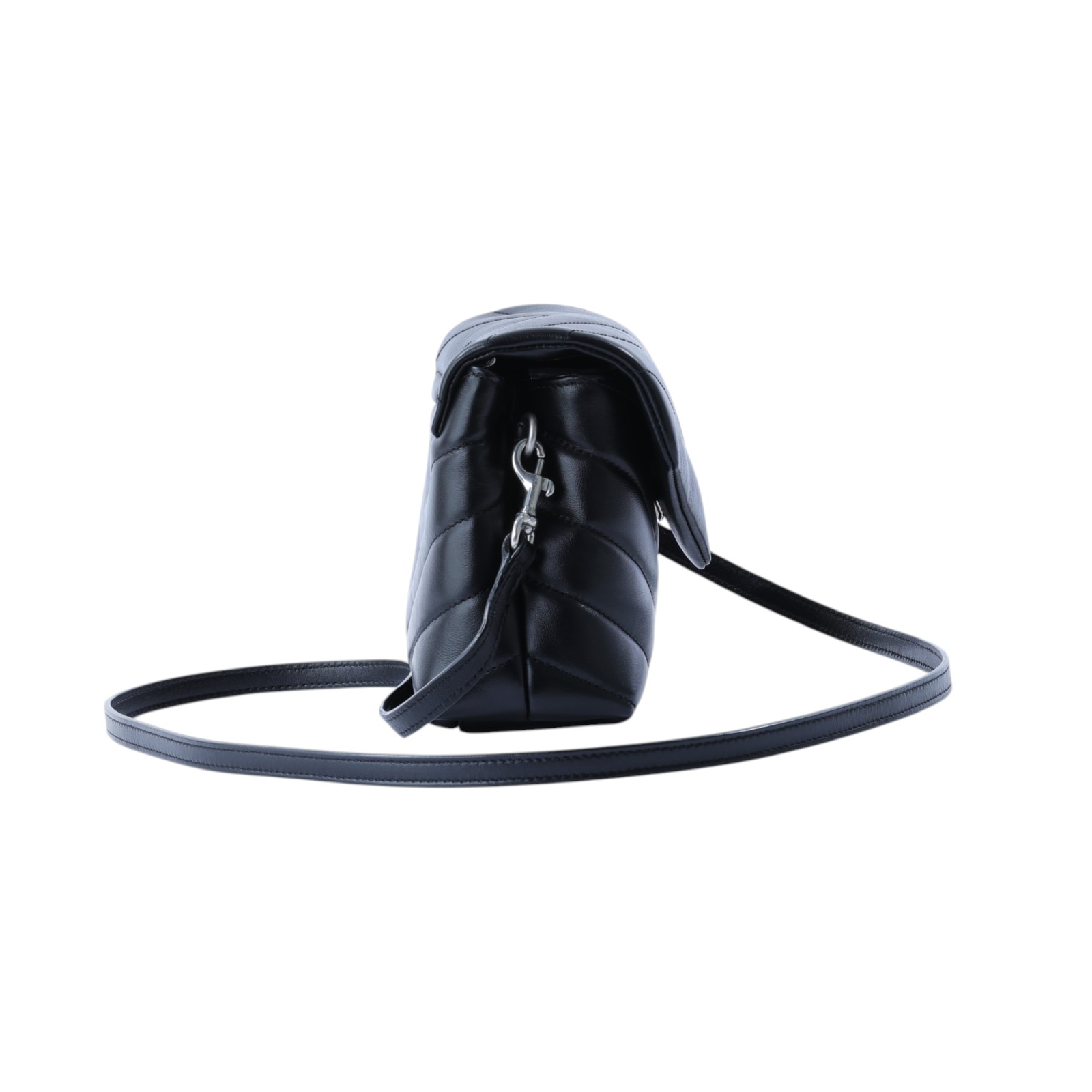 聖羅蘭 YSL SAINT LAURENT Loulou 絎縫 皮革 TOY 手袋 銀色五金 630951DV706 黑Loulou Toy 原廠盒子/購買證明