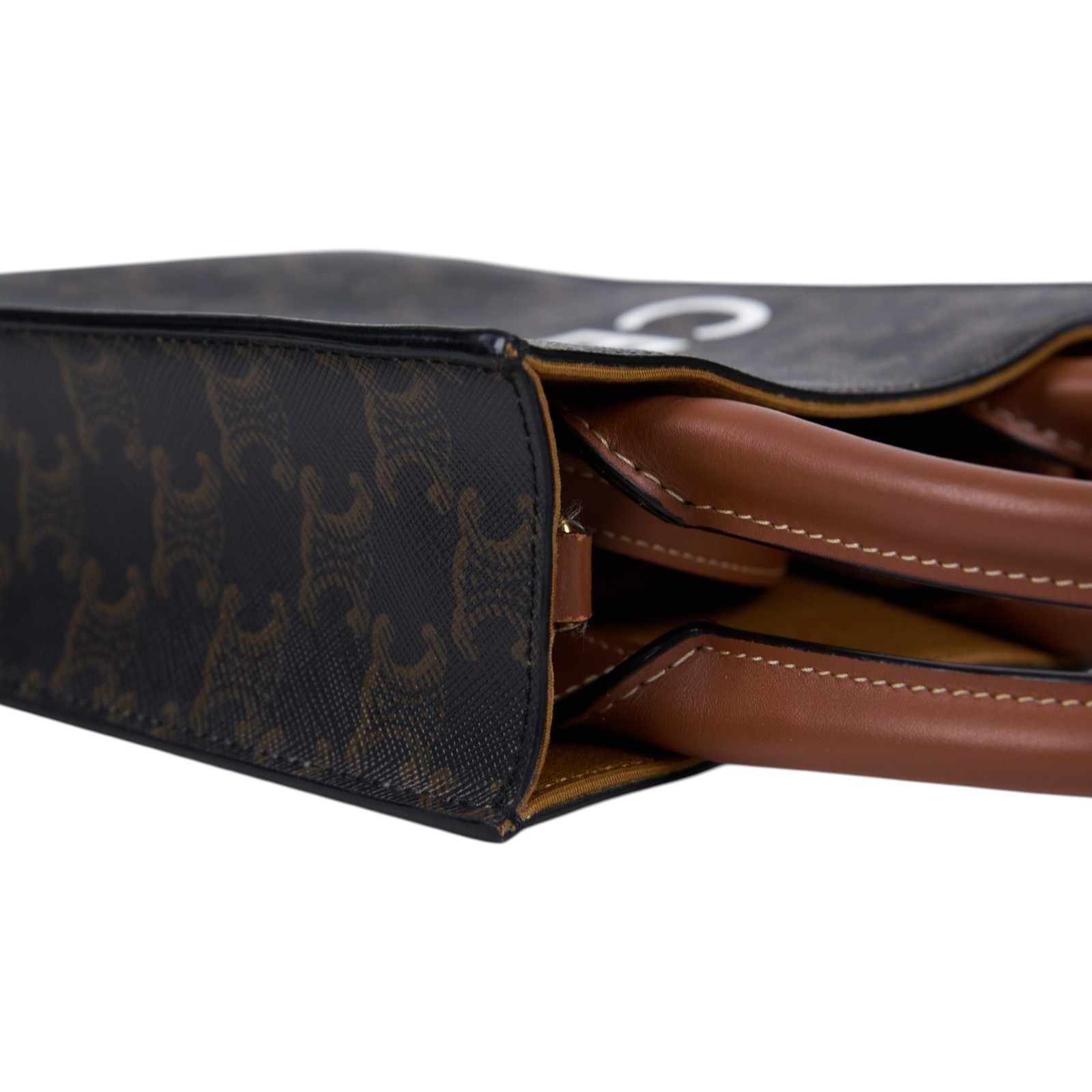 思琳 CELINE Triomphe帆布 迷你 直式 Cabas 肩背 手提包 194372BZK 原花TRIOMPHE琴譜包 背帶