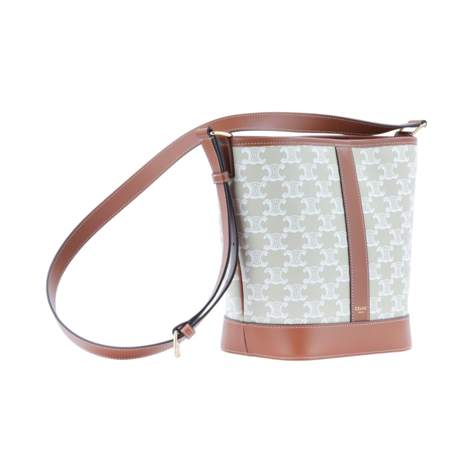 思琳 CELINE Triomphe帆布 小型 Bucket 肩背 水桶包 191442CAS 米棕TRIOMPHE BUCKET  SMALL 防塵袋