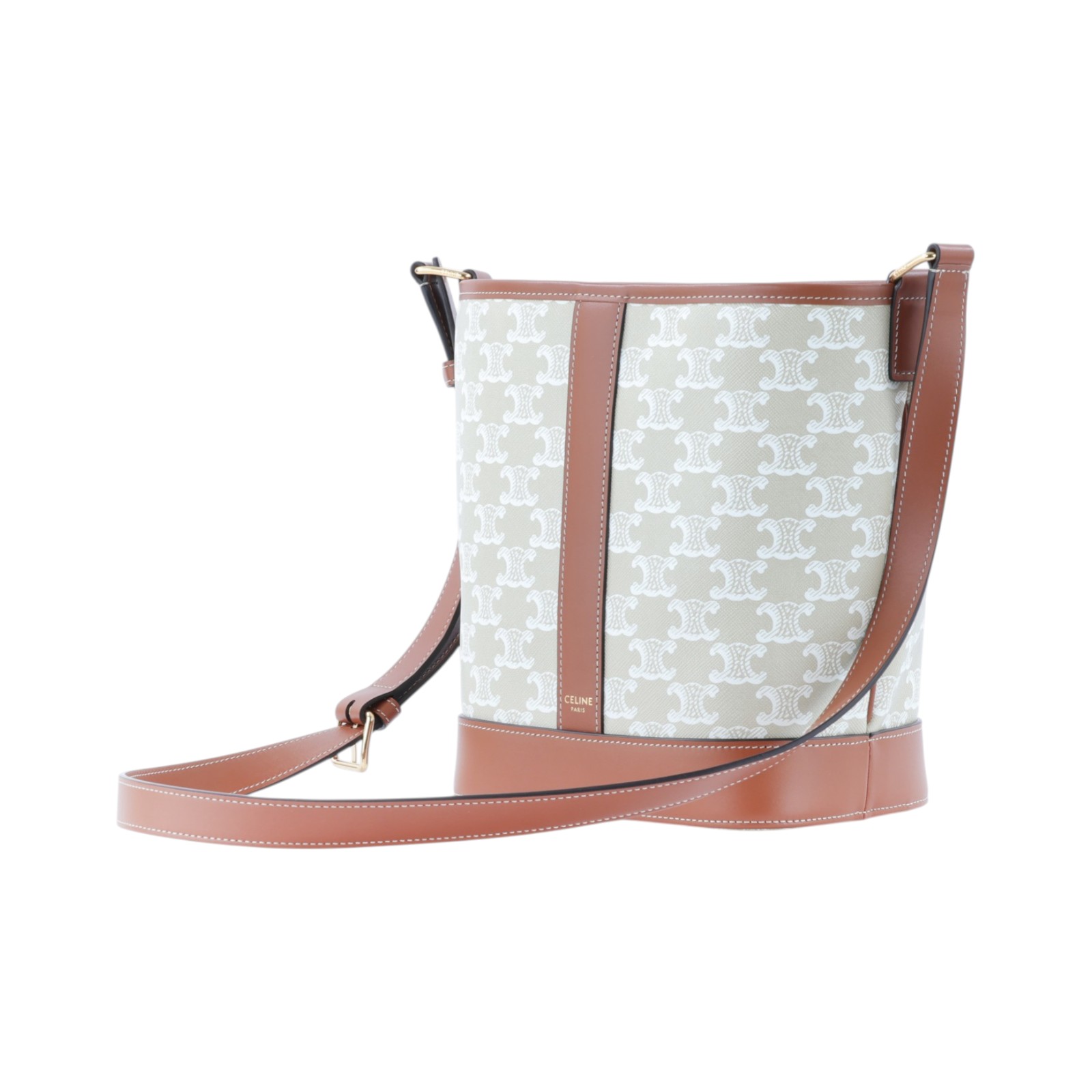 思琳 CELINE Triomphe帆布 小型 Bucket 肩背 水桶包 191442CAS 米棕TRIOMPHE BUCKET  SMALL 防塵袋