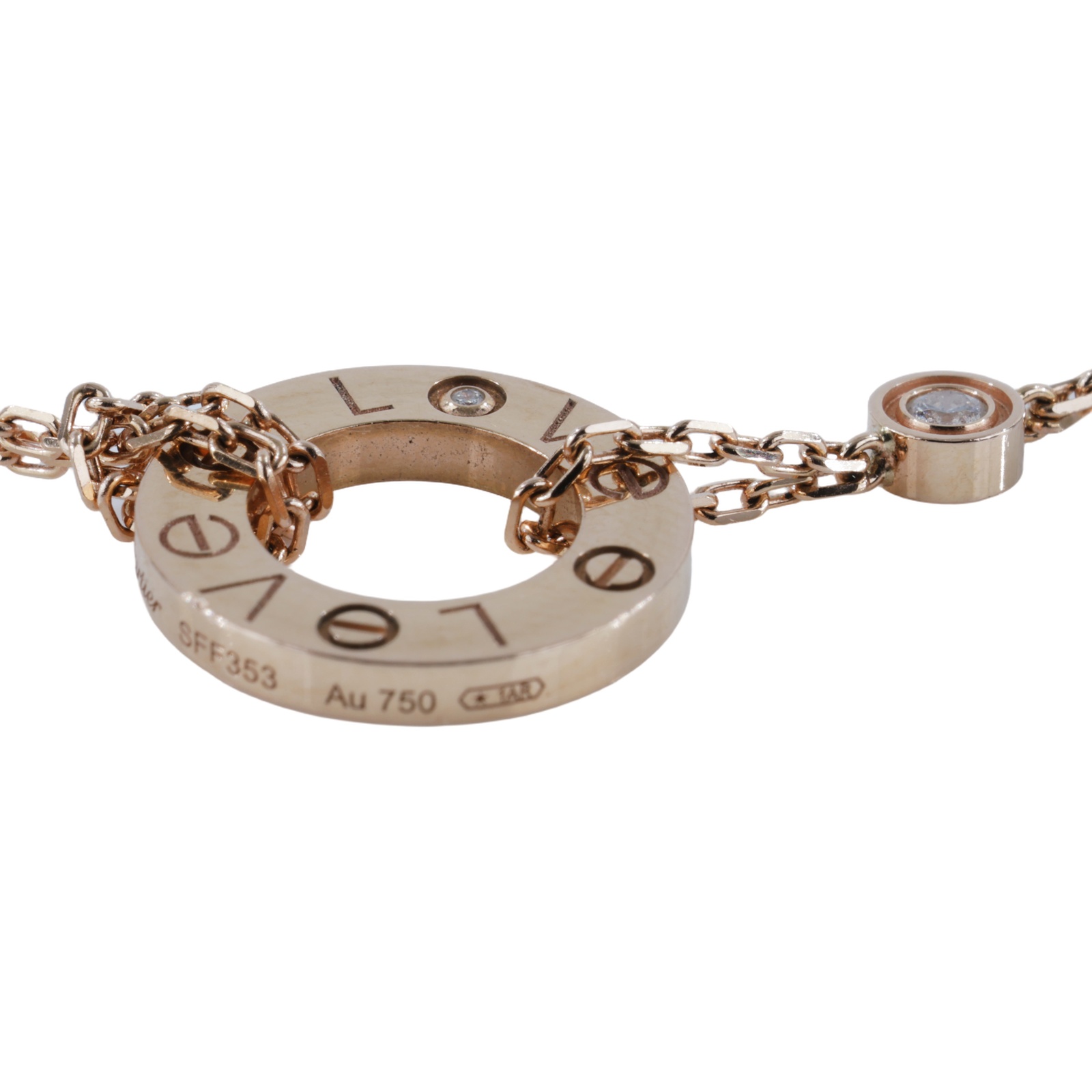 卡地亞 CARTIER LOVE手環 鍊帶 2顆鑽石 B6063600 RG LOVE 2P手鍊 原廠盒子2/保證卡
