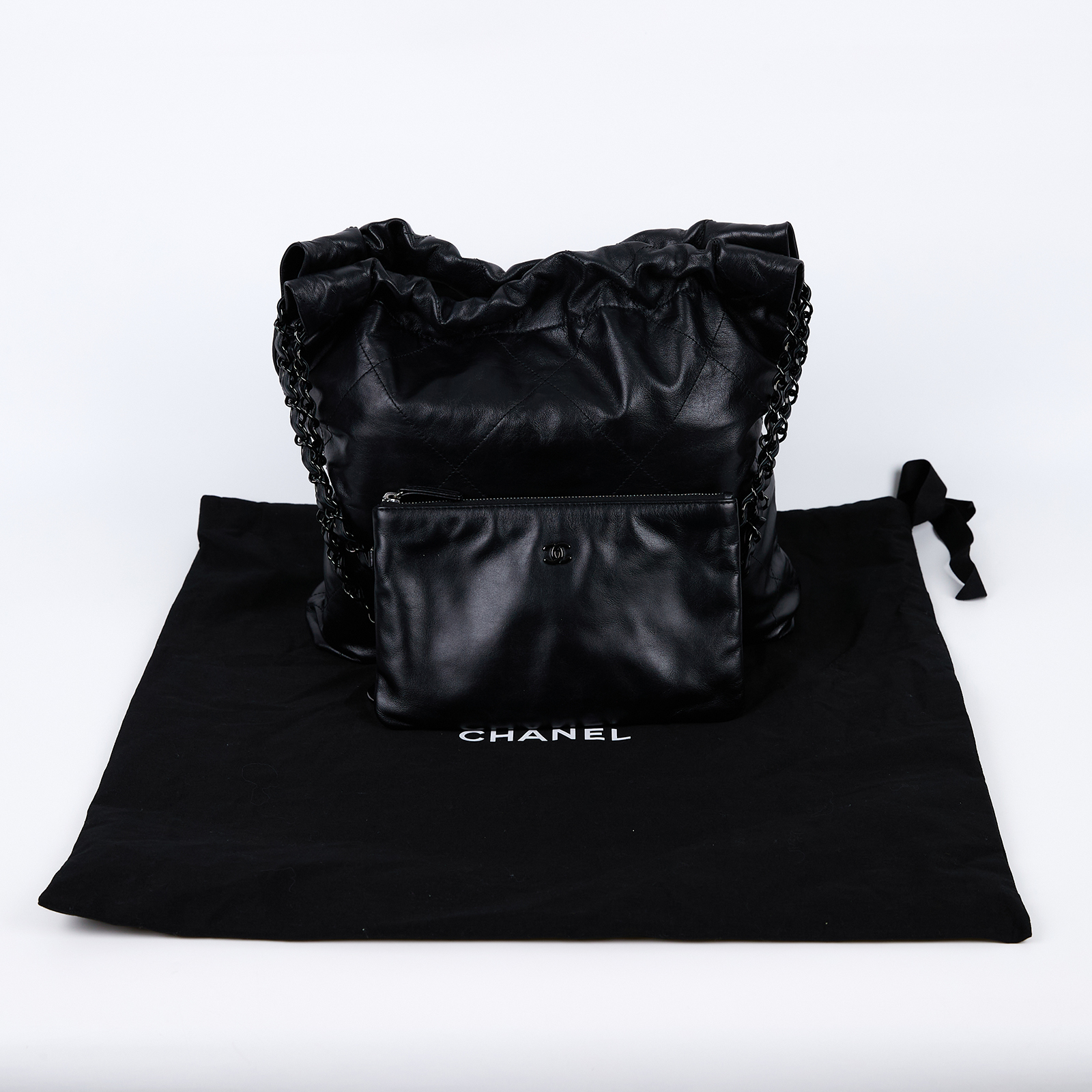 香奈兒 CHANEL 22 小型 束口包 AS3260 晶片款 SO BLACK 22BAG 小號 防塵袋/內袋
