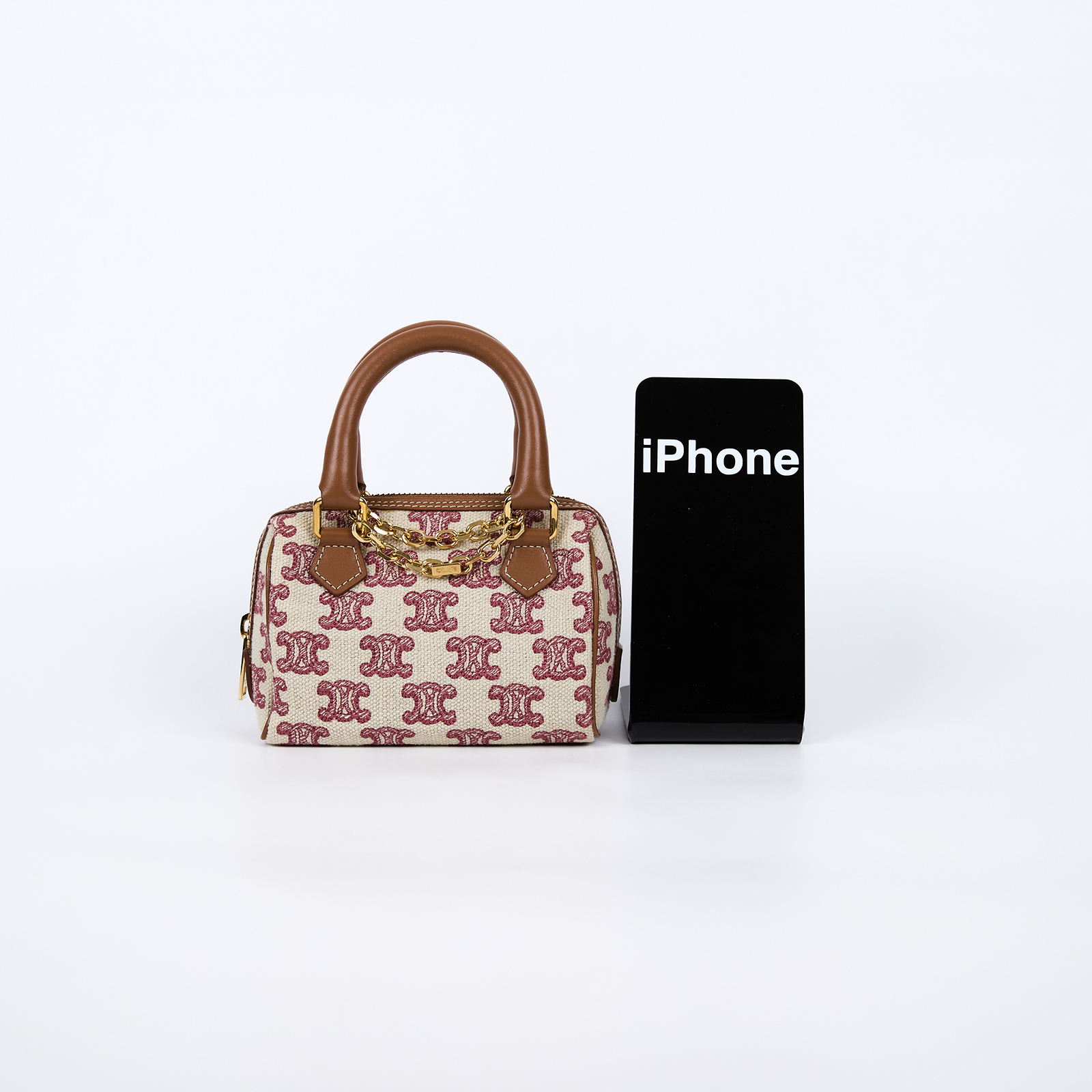 思琳 CELINE Mini Boston 手提包 斜背包 凱旋門 195112CS8 原花帆布MINI波士頓包 防塵袋/背帶/購買證明影本