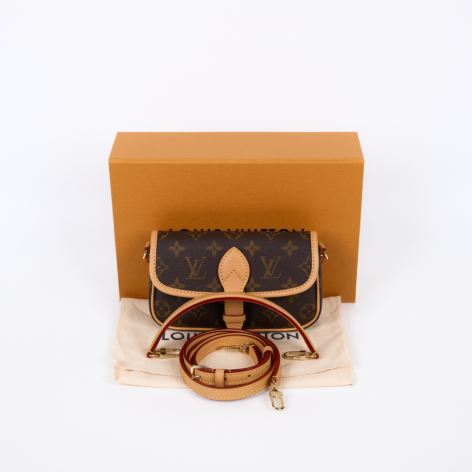 路易威登 LOUIS VUITTON Nano Diane 腋下包法棍 單肩背包 經典帆布 M83298 晶片款  原廠盒子/防塵袋/背帶2