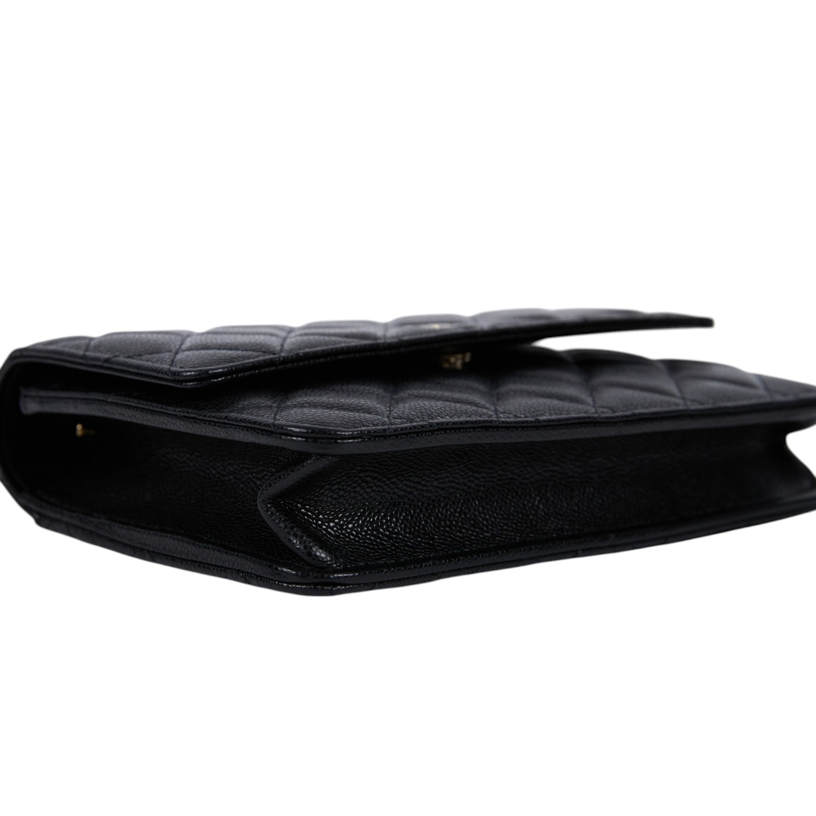 香奈兒 CHANEL Coco Mark WOC 錢包 斜背包 AP3745 晶片款 黑金荔枝牛WOC 防塵袋