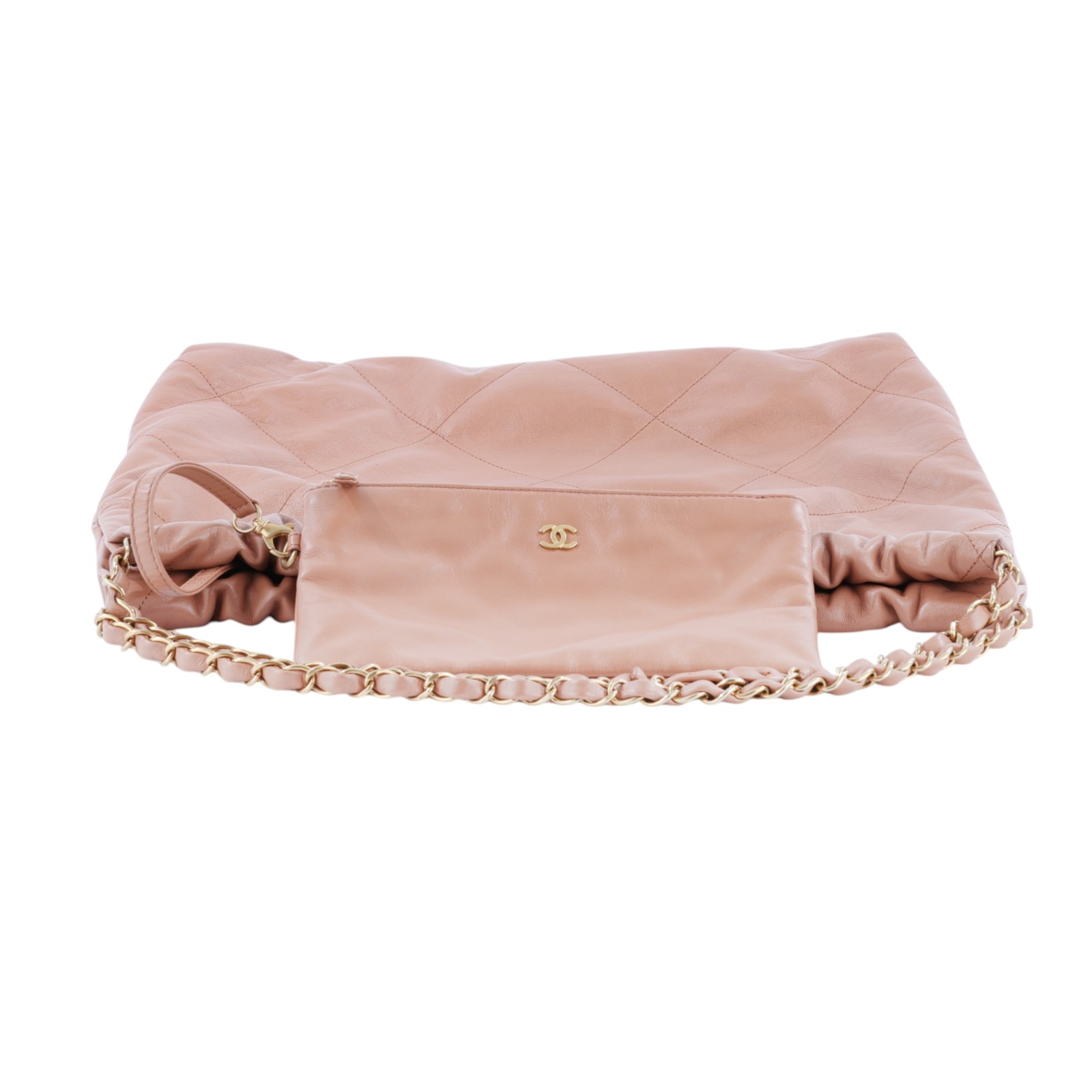 香奈兒 CHANEL 22 中型 束口包 AS3261 晶片款 奶茶金釦22包 中號 防塵袋/內袋