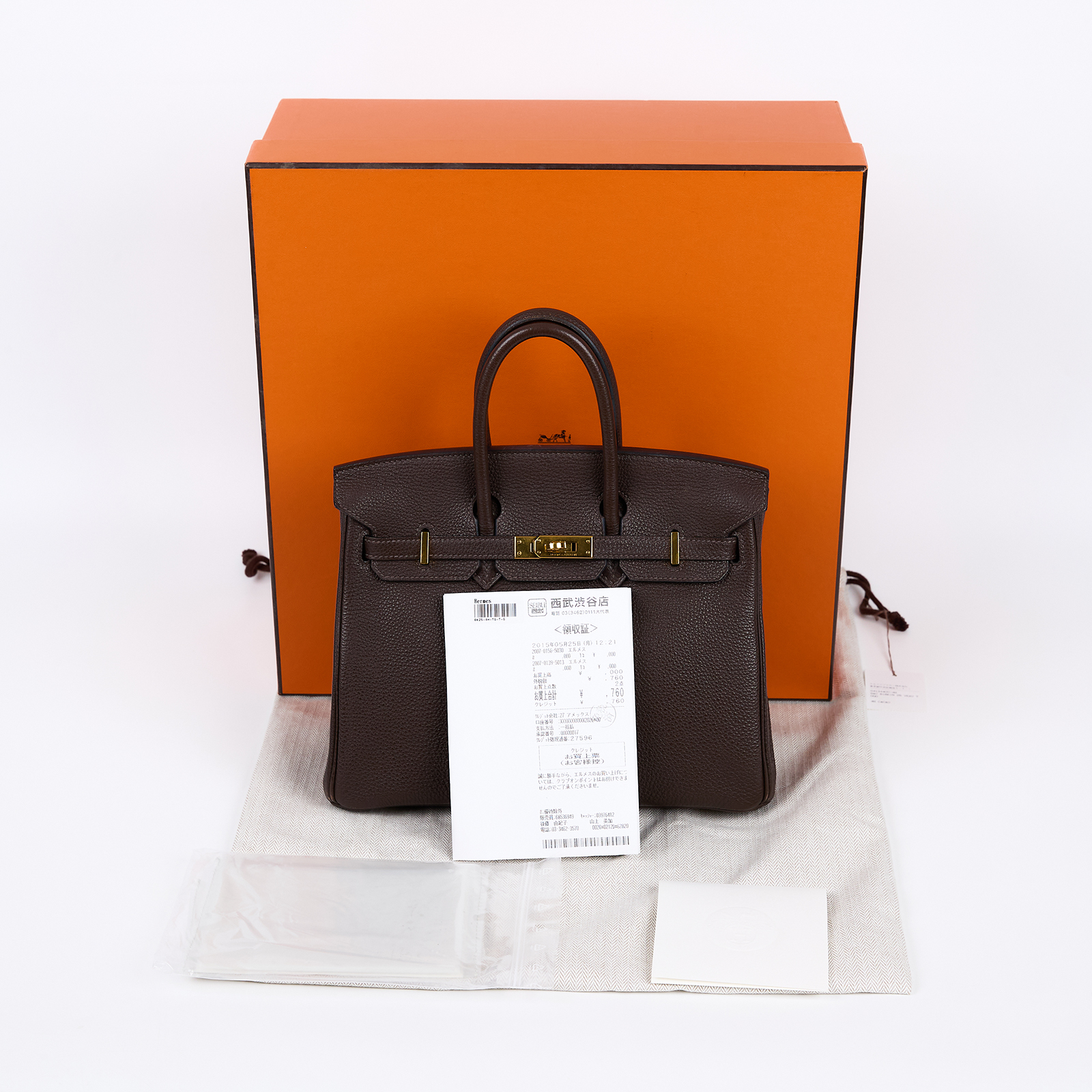 愛馬仕 Hermes Birkin Bag 柏金包 25 BK25 T SA 004 PY  原廠盒子/防塵袋/購買證明影本/雨衣