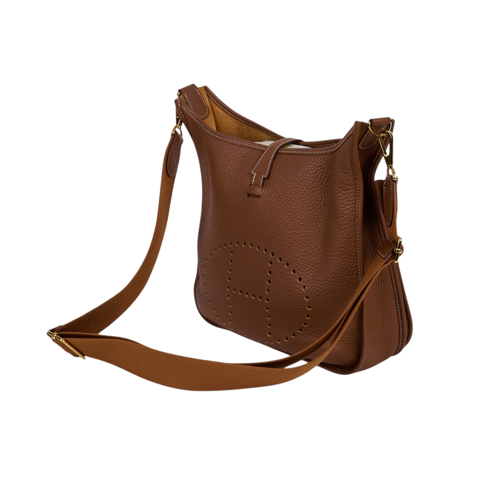 愛馬仕 Hermes Evelyne Bag 伊芙琳包 29 馬蹄型 EV29 B TS006 AU B刻 金棕  EVELYNE29 背帶