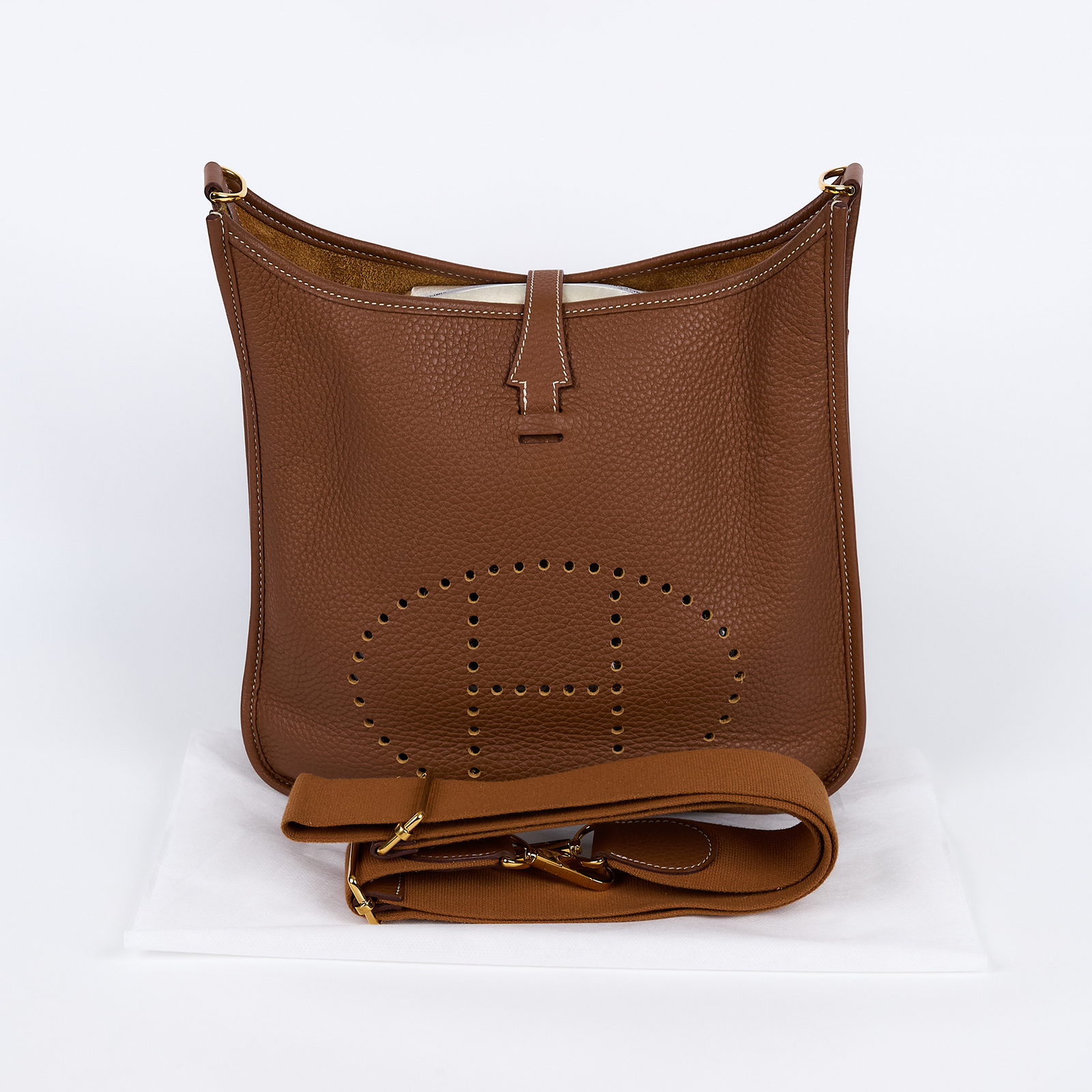 愛馬仕 Hermes Evelyne Bag 伊芙琳包 29 馬蹄型 EV29 B TS006 AU B刻 金棕  EVELYNE29 背帶