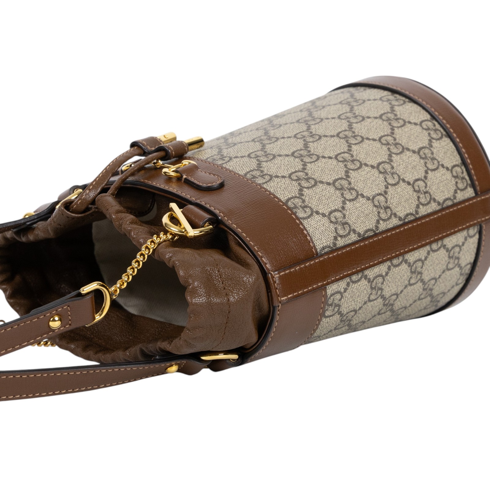 古馳 GUCCI 1955 馬銜扣 帆布牛皮飾邊 水桶包 637115 92TPG 1955 馬銜扣帆布牛皮水桶包 防塵袋
