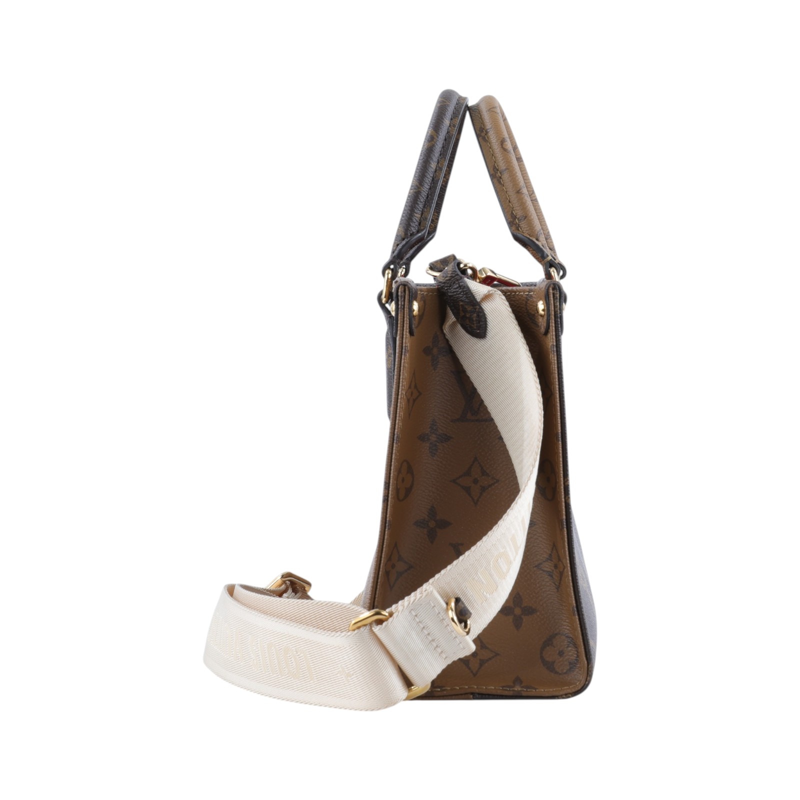 路易威登 LOUIS VUITTON OnTheGo PM 雙色帆布 手提 斜背包 M46373 晶片款  原廠盒子/防塵袋/背帶/內袋