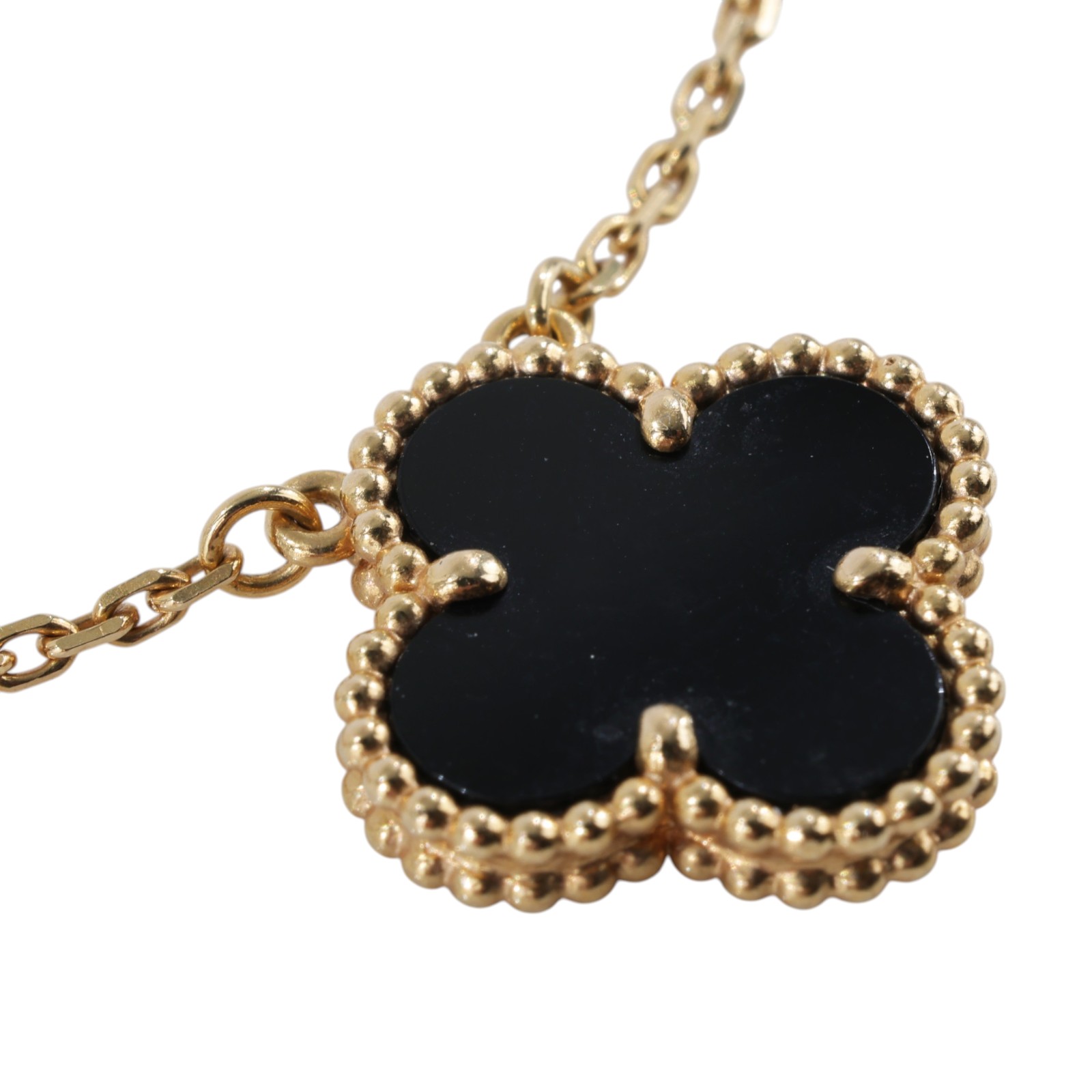 梵克雅寶 Van Cleef & Arpels Vintage Alhambra 吊墜 小型 VCARA45800 YG 黑縞瑪瑙VINTAGE項鍊 無附屬品