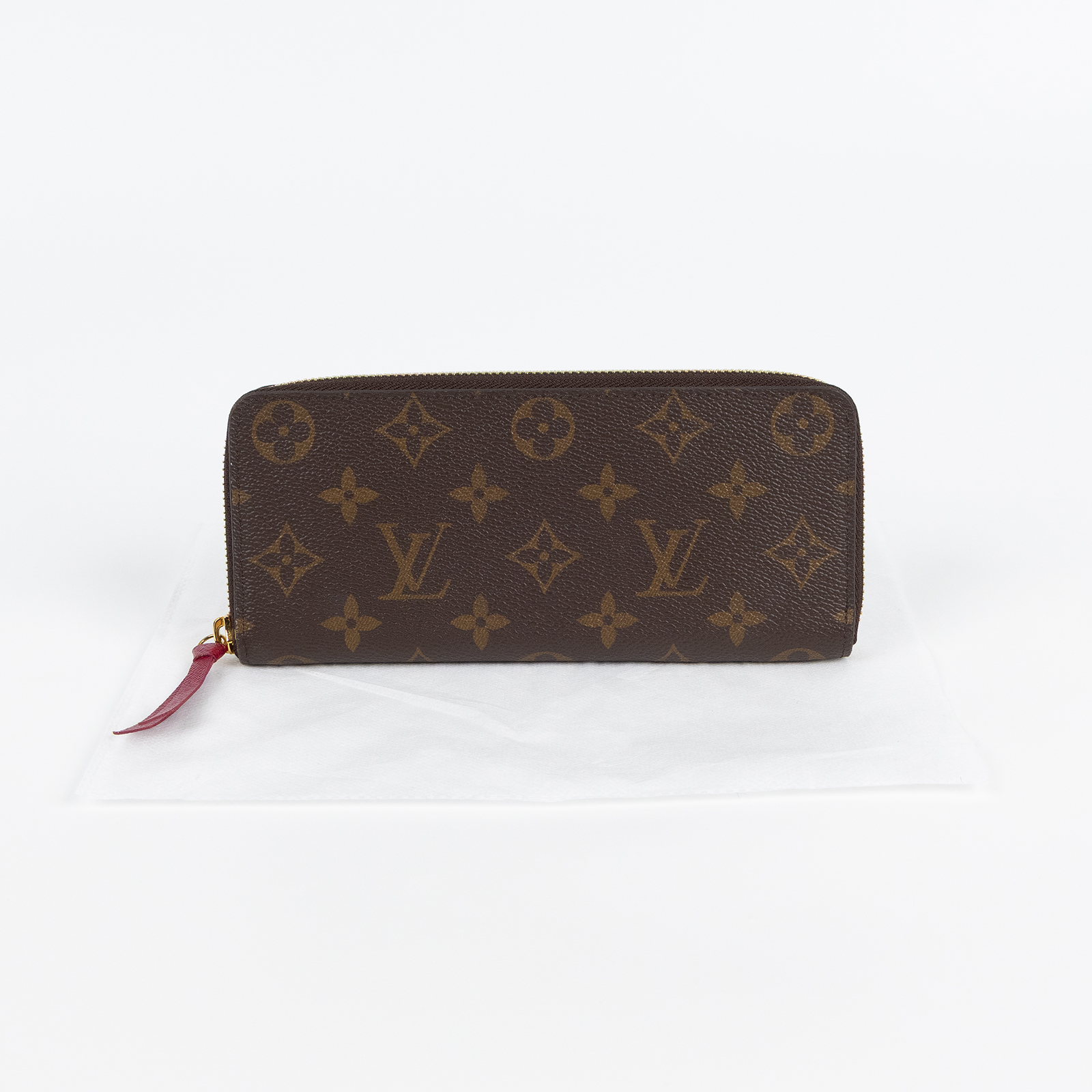 路易威登 LOUIS VUITTON Clémence 錢包 拉鍊 長夾 經典帆布 紫紅色 M60742 原花Clémence拉鍊長夾 無附屬品